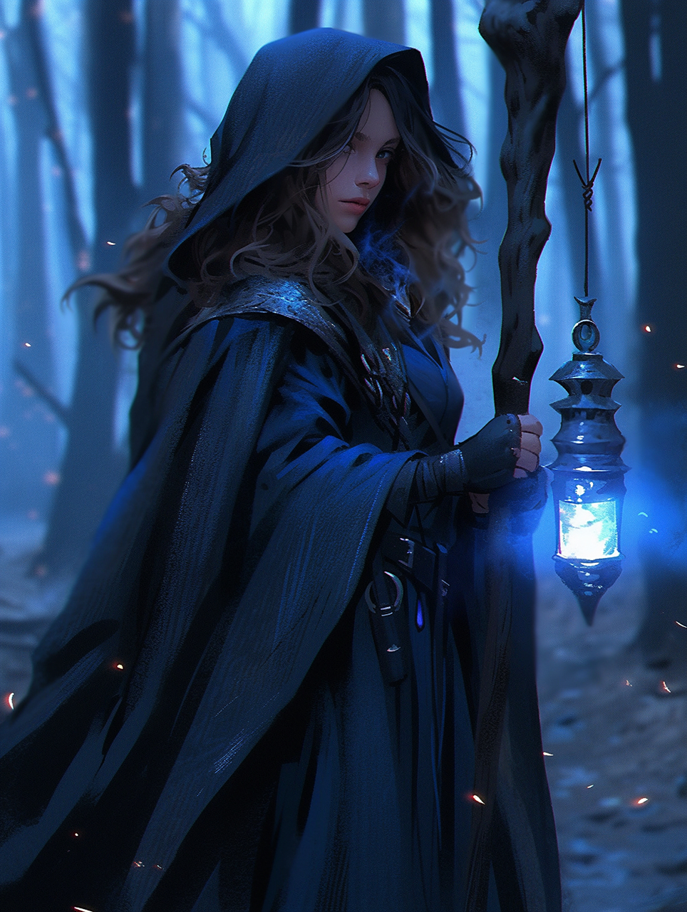 在魔法森林的深处,艾莉亚感受着星光洒在树梢上的美景,心中却充满