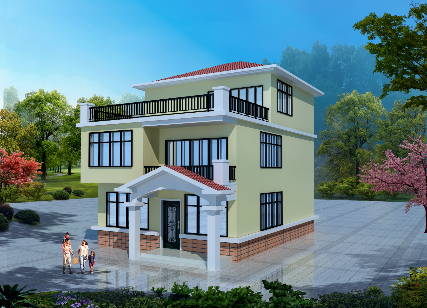 广东揭阳农村自建房别墅设计案例赏析【cjl0158】,开间9.12米,进深12.