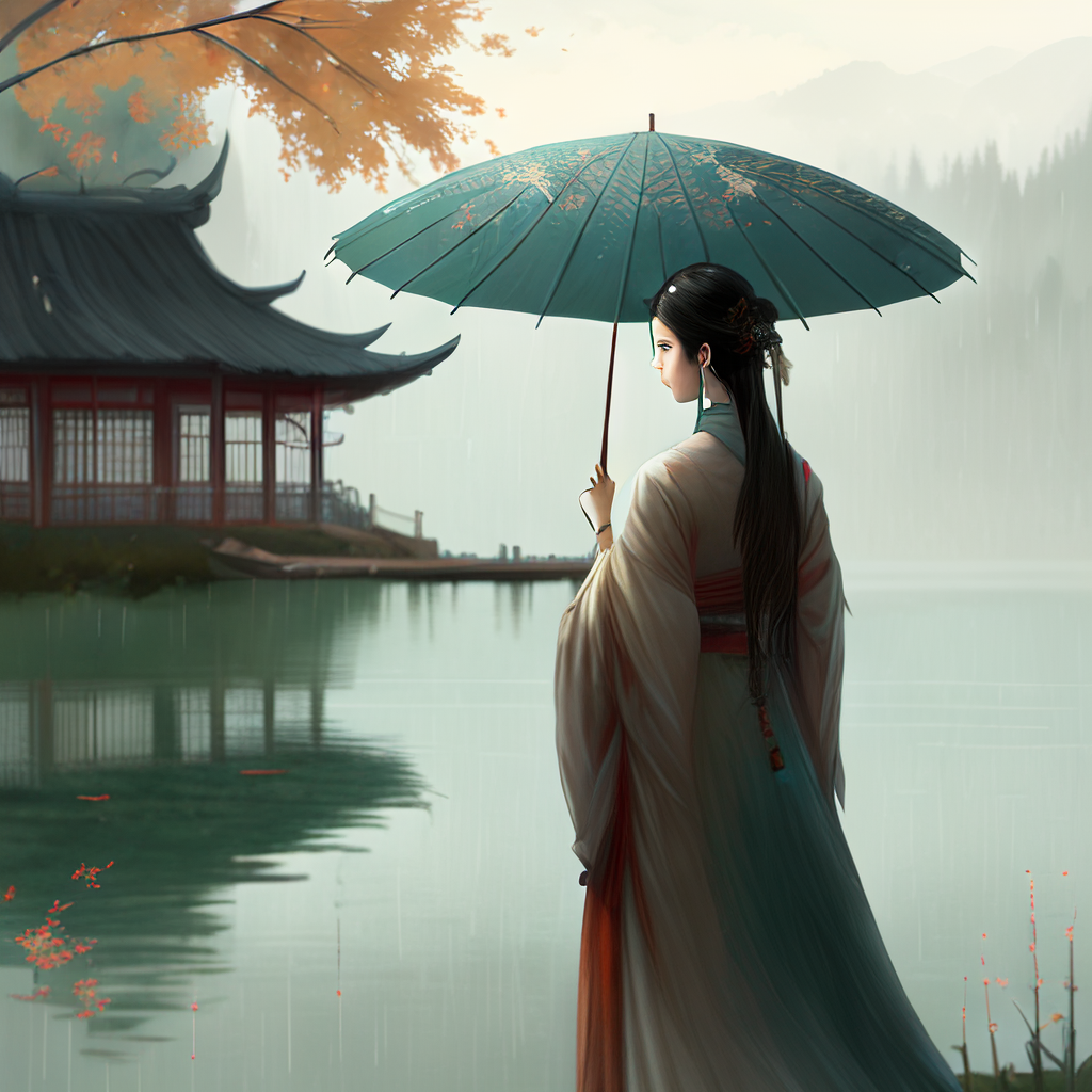 许多人的所谓成熟,不过是被习俗磨去了棱角,动漫撑伞的古风女子背影