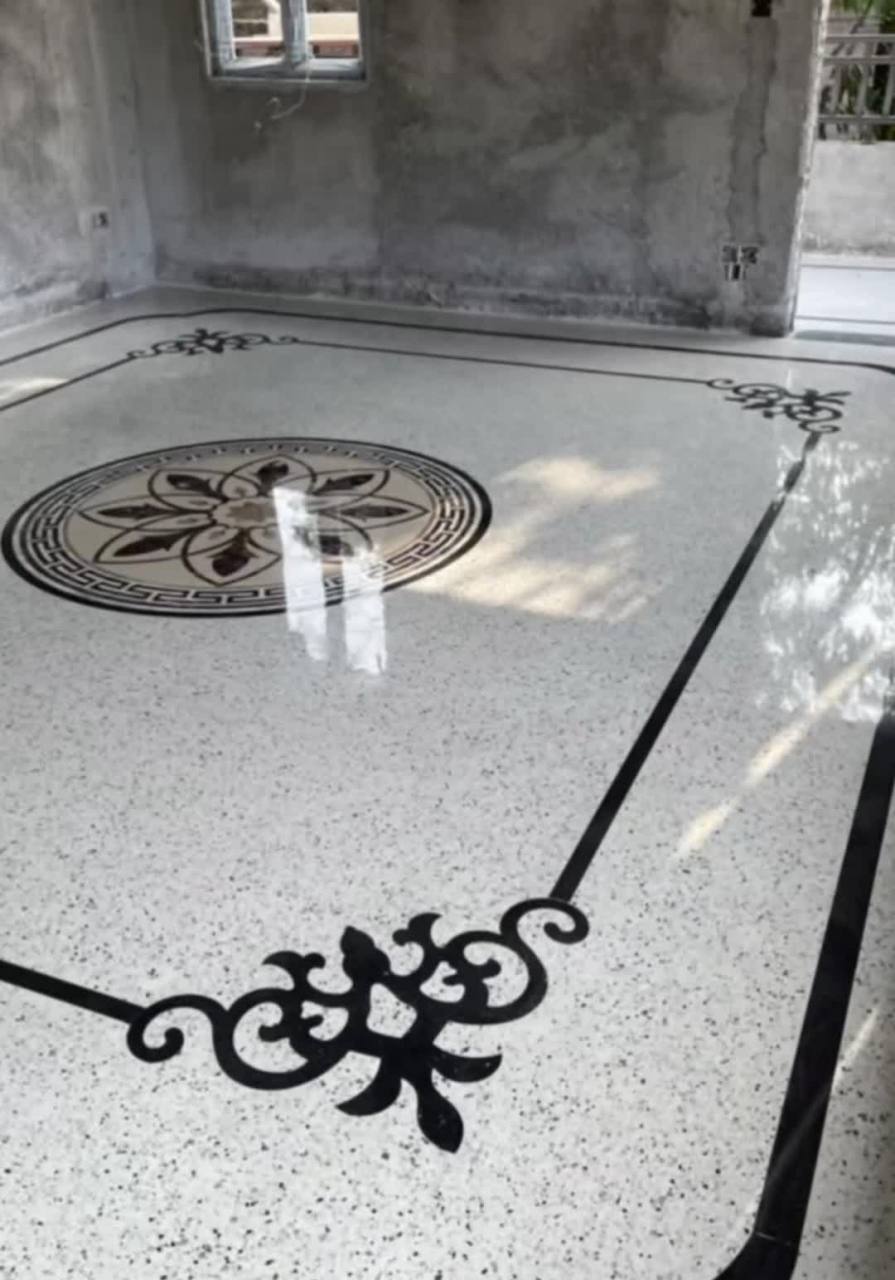 本以为会很土,但是看到实物才知道水磨石地板的工艺可以这么精致.