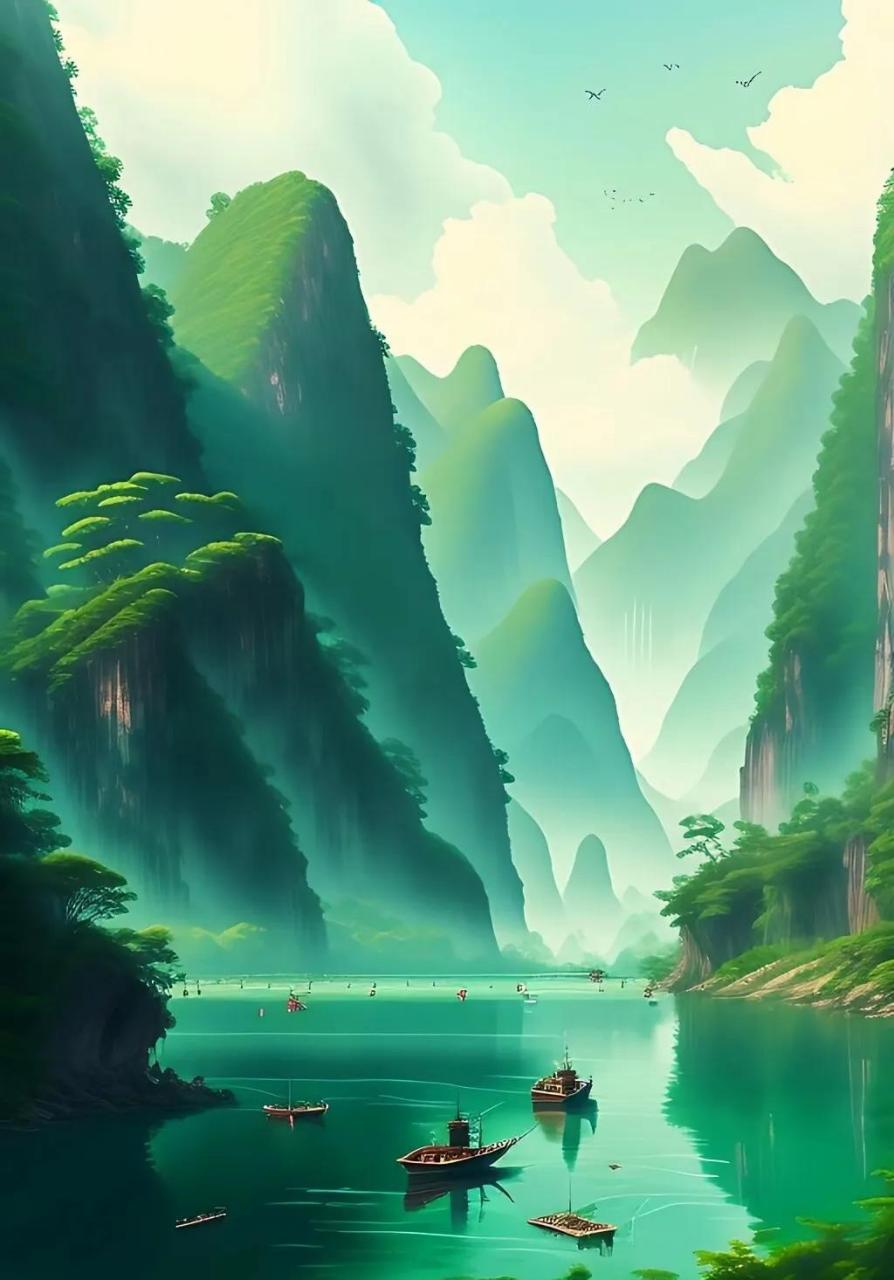 这景色太漂亮了美丽山川宛如仙境蓝天白云小河流水,景色优美～～～～