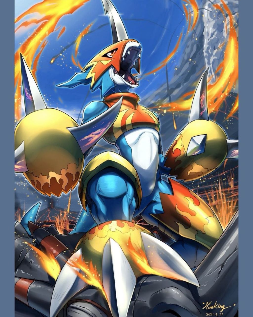 v仔兽进化型——烈焰龙兽,贼帅 #数码宝贝