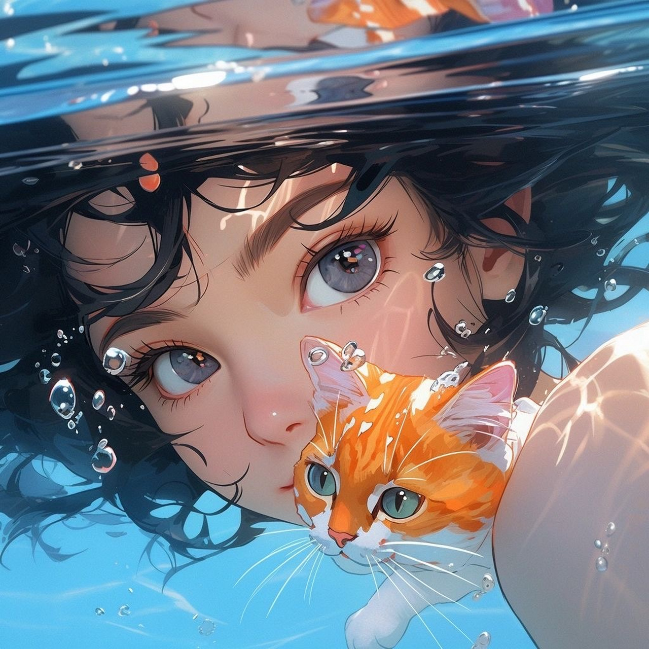 水下女孩治愈头像