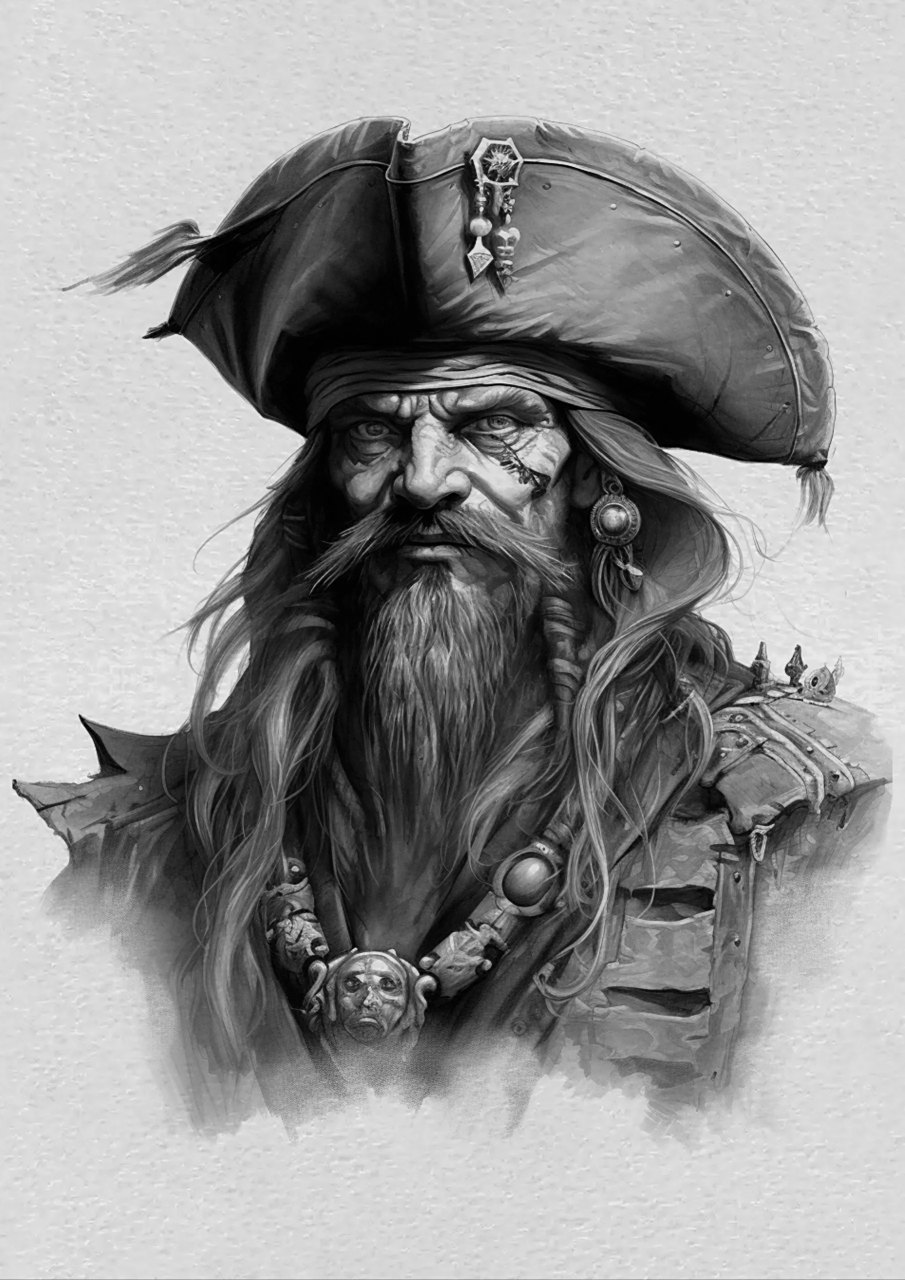 ai海盗纹身手稿  海盗,作为航海史上一个令人着迷的话题,一直被人们津