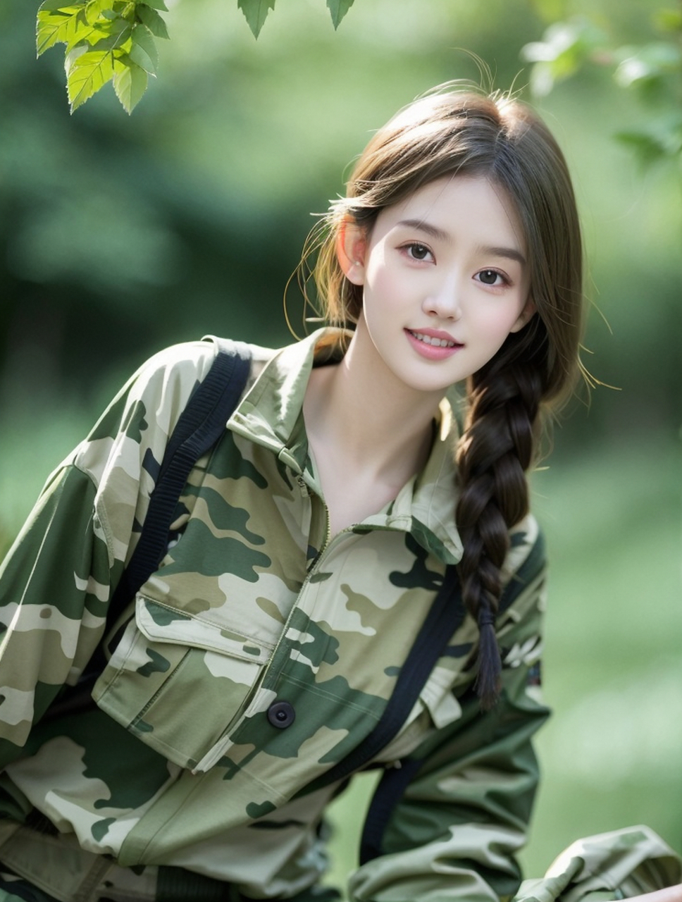 长得好看穿啥都好看[给力] #美女# #气质美女# #迷彩服# #清纯甜美