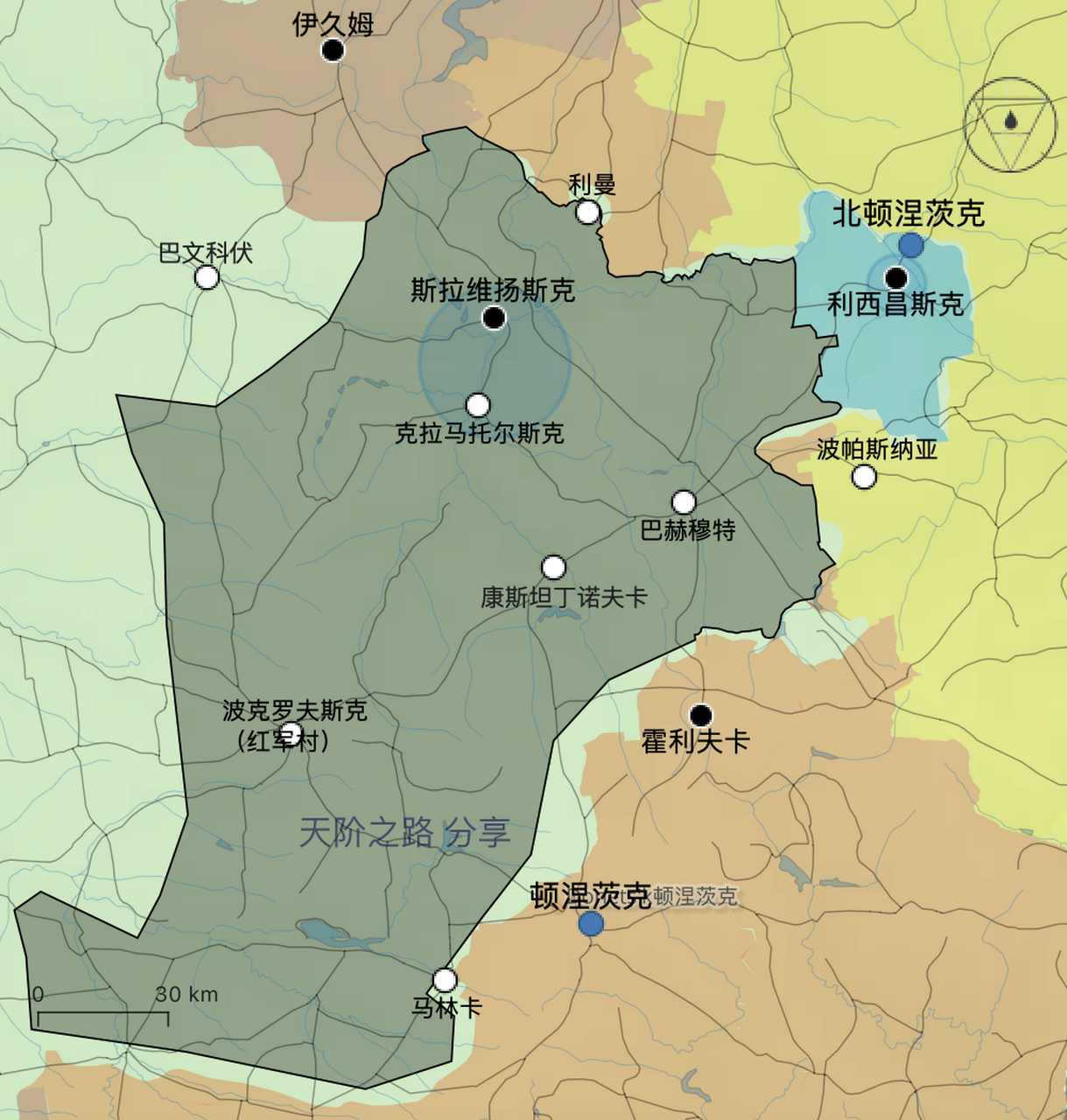 0524北顿涅茨克地图-波帕斯纳亚-巴赫穆特(阿特木)地图.