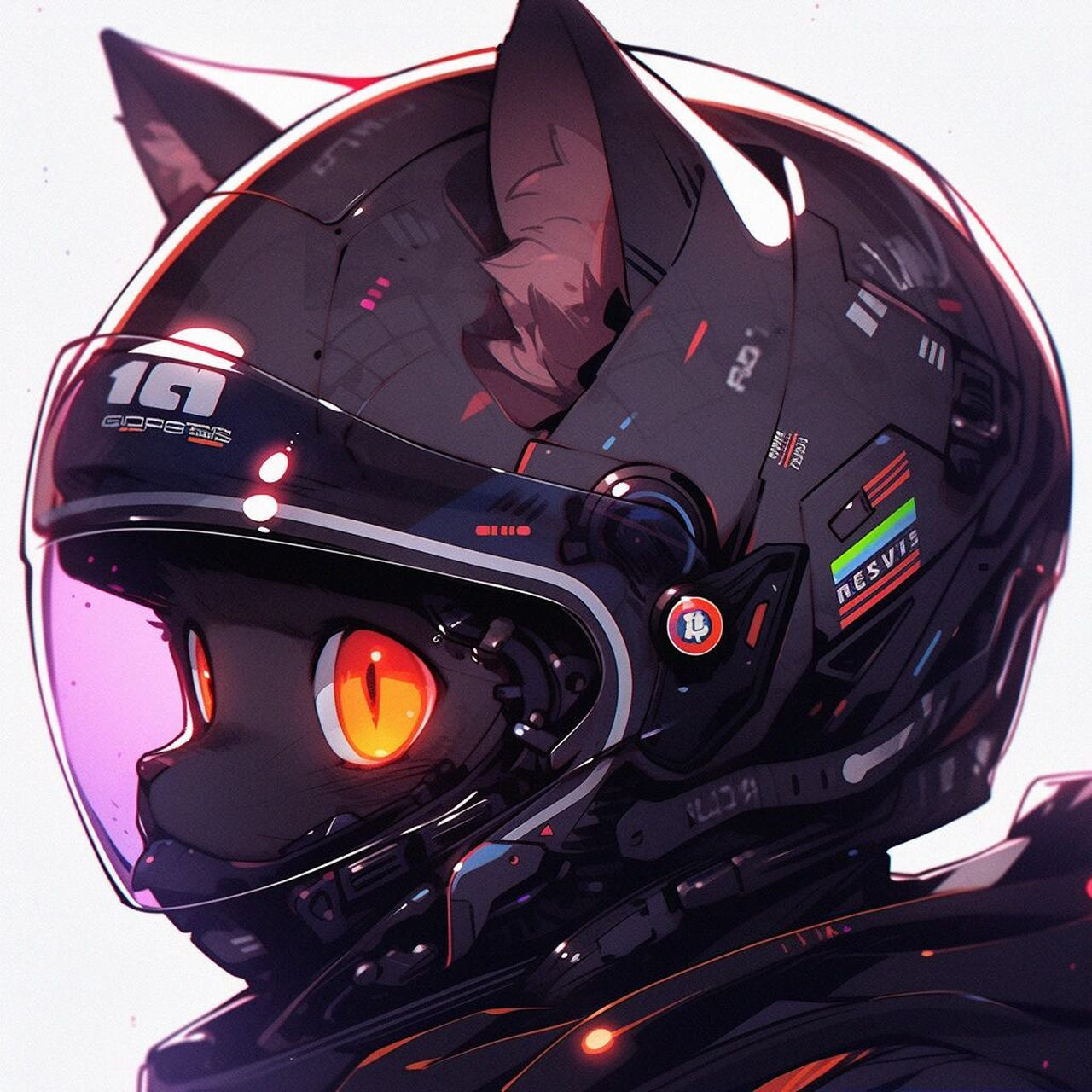 黑猫头盔情侣头像图片