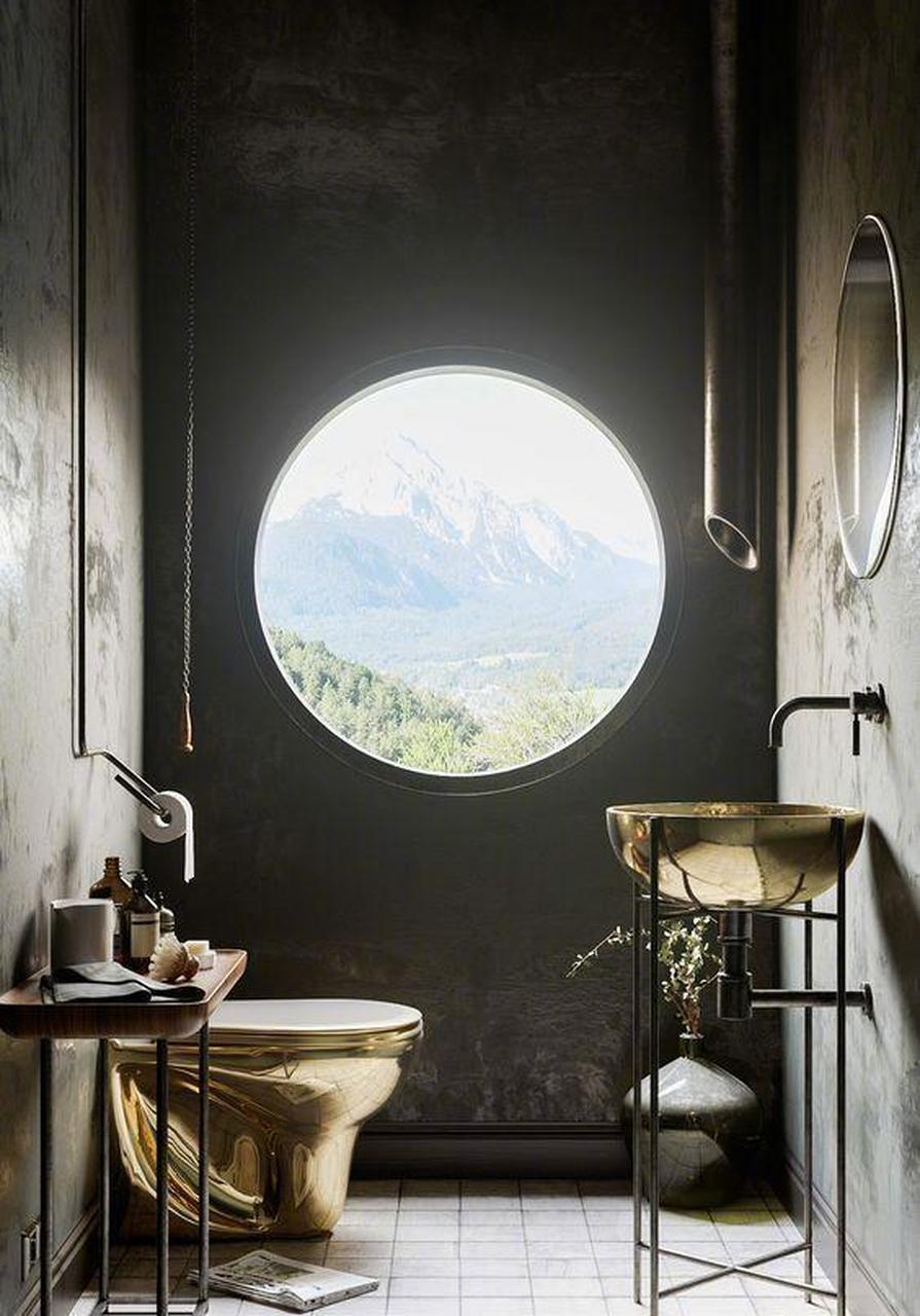 圆形窗原是中式园林中常见的 如今因为铝合金玻璃等材质 变得现代感