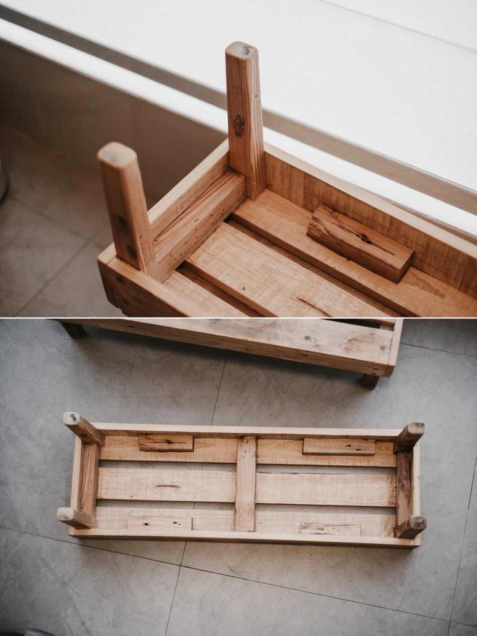 旧地板diy自制花架  阳台懒人植物清单   到家第二天,整理一下我的