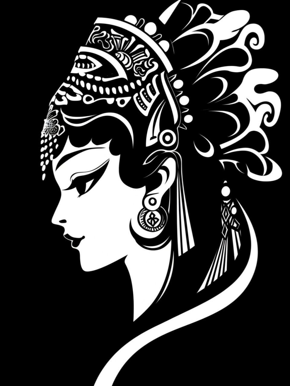 黑白艺术,花旦之魅  这组黑白艺术图片中的花旦头像充满了独特的魅力