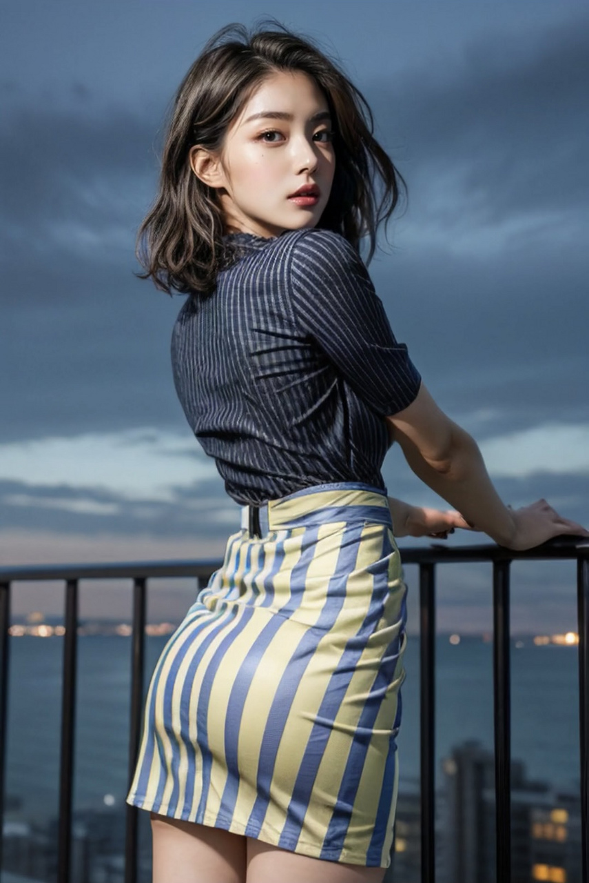 【ai绘画】自信的女孩最美丽,条纹状女神,更加让人心动#性感美女