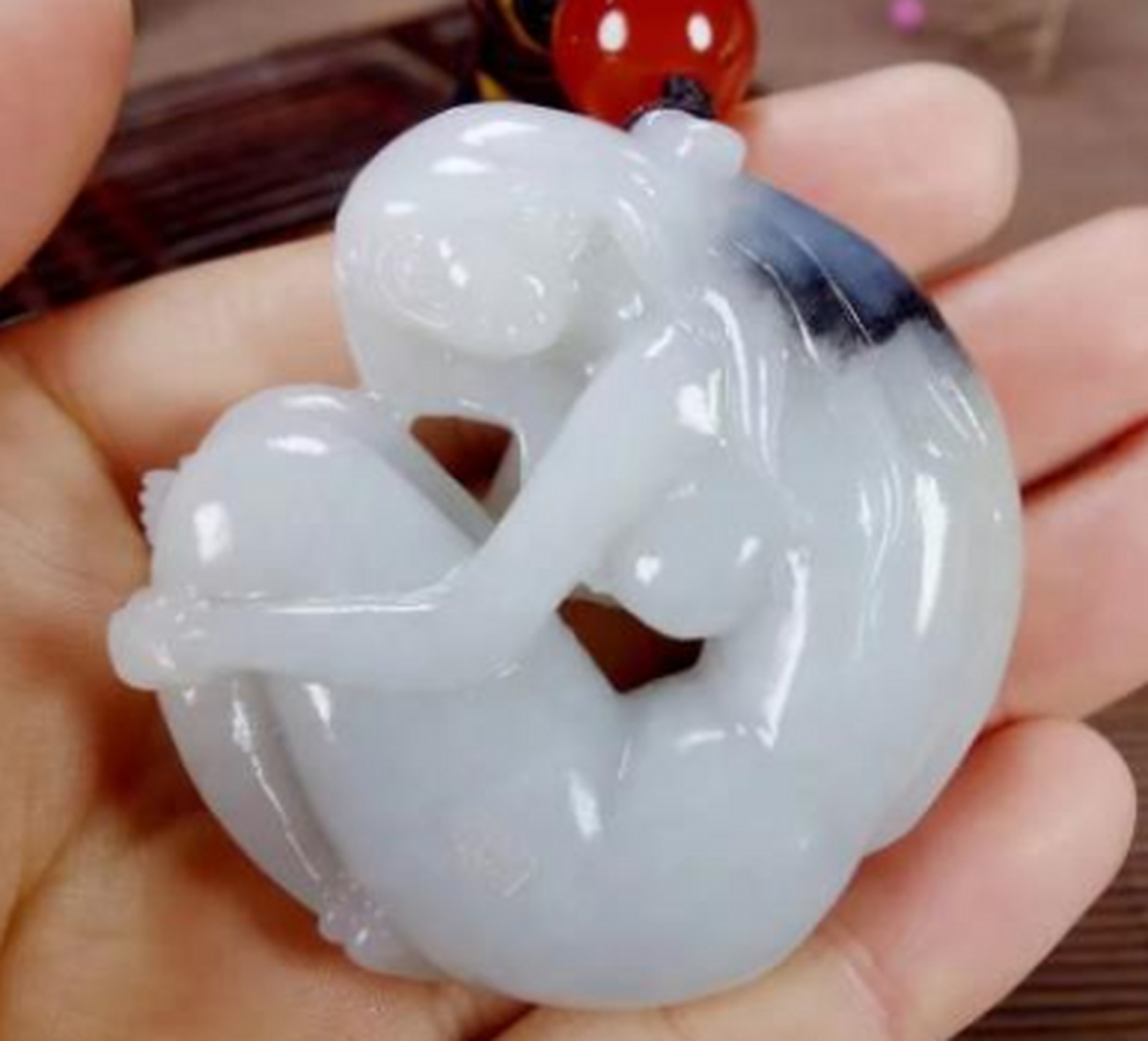 和田玉#点击头像看直播# 和田玉【遇贵人】和田玉青花籽料,白度一级