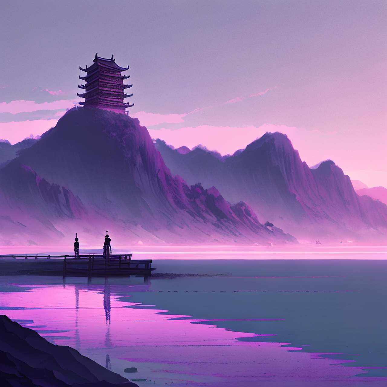 海光不动暮山紫,人在天涯空倚楼.意境,典雅,宁静#百度ai绘图黑科技