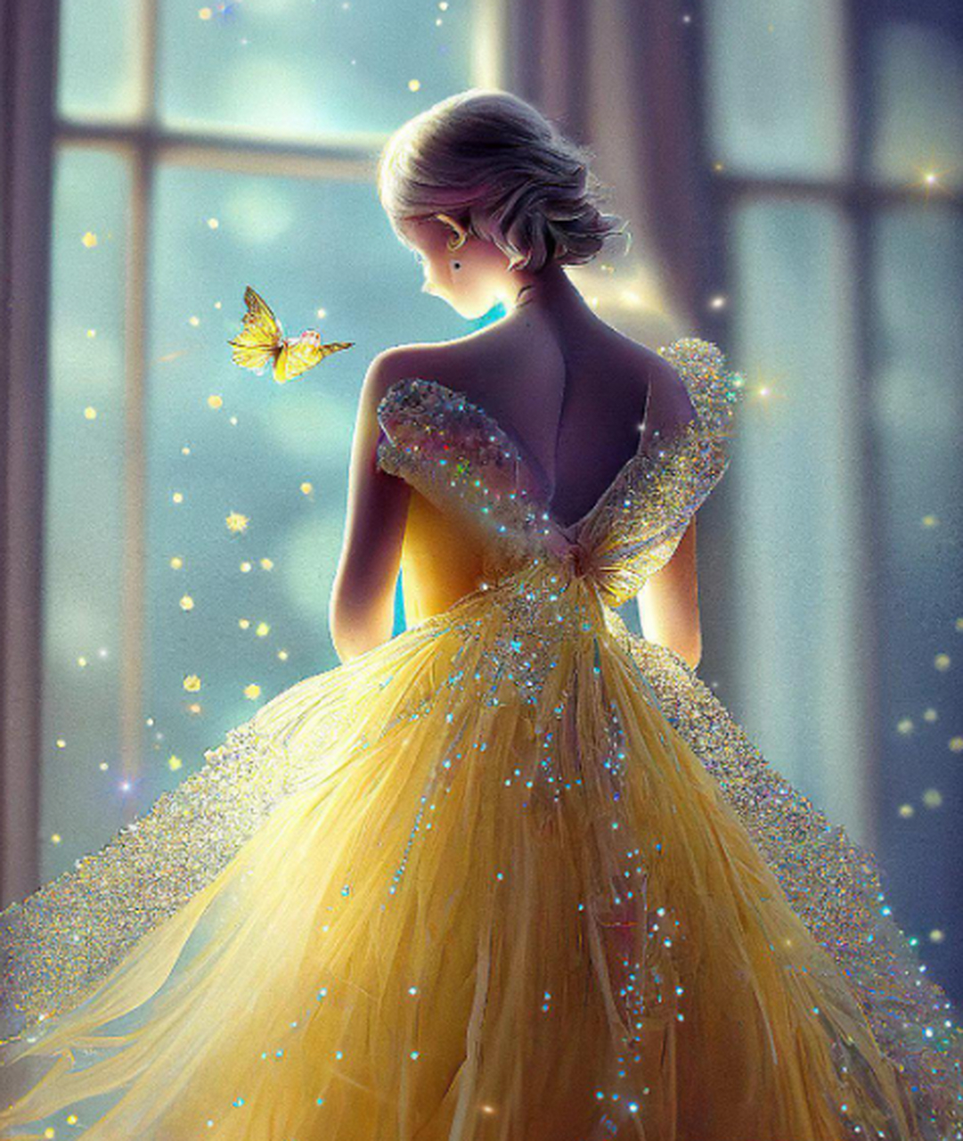 少女与蝴蝶,画面梦幻唯美浪漫.