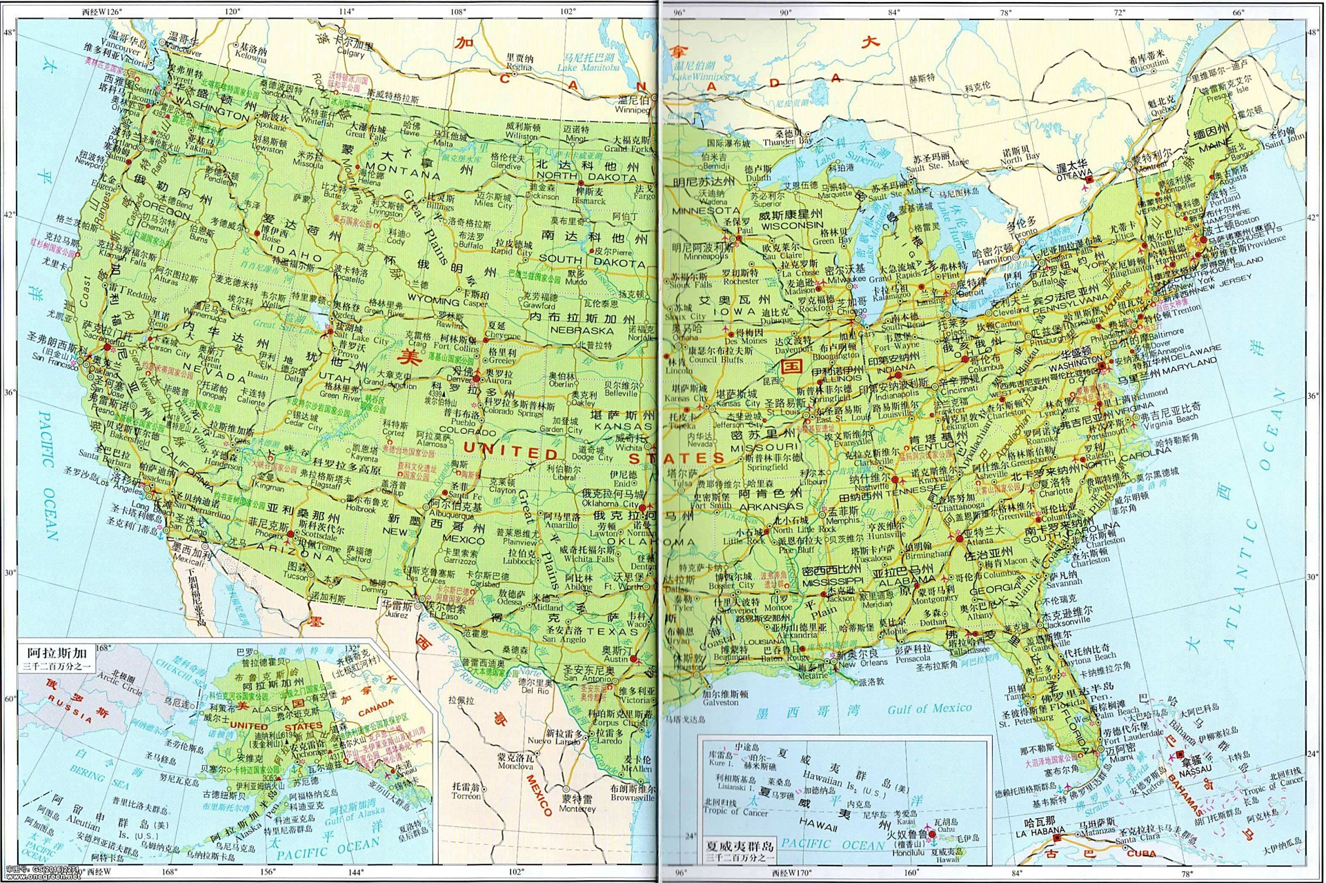 美国城市分布图