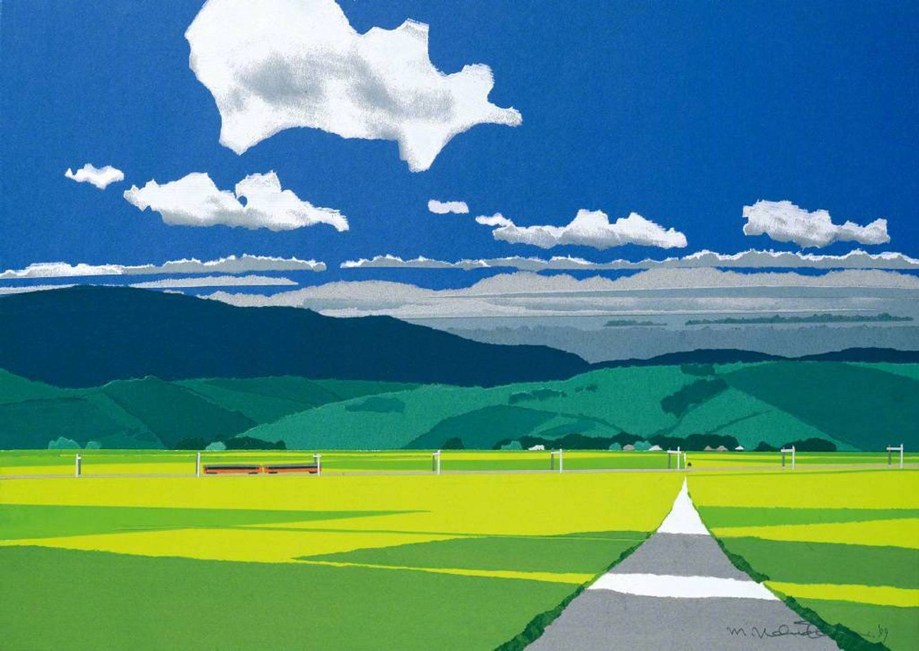 的原始风景"为主题创作的这些简洁美好的风景画,实际是用彩色纸剪贴的