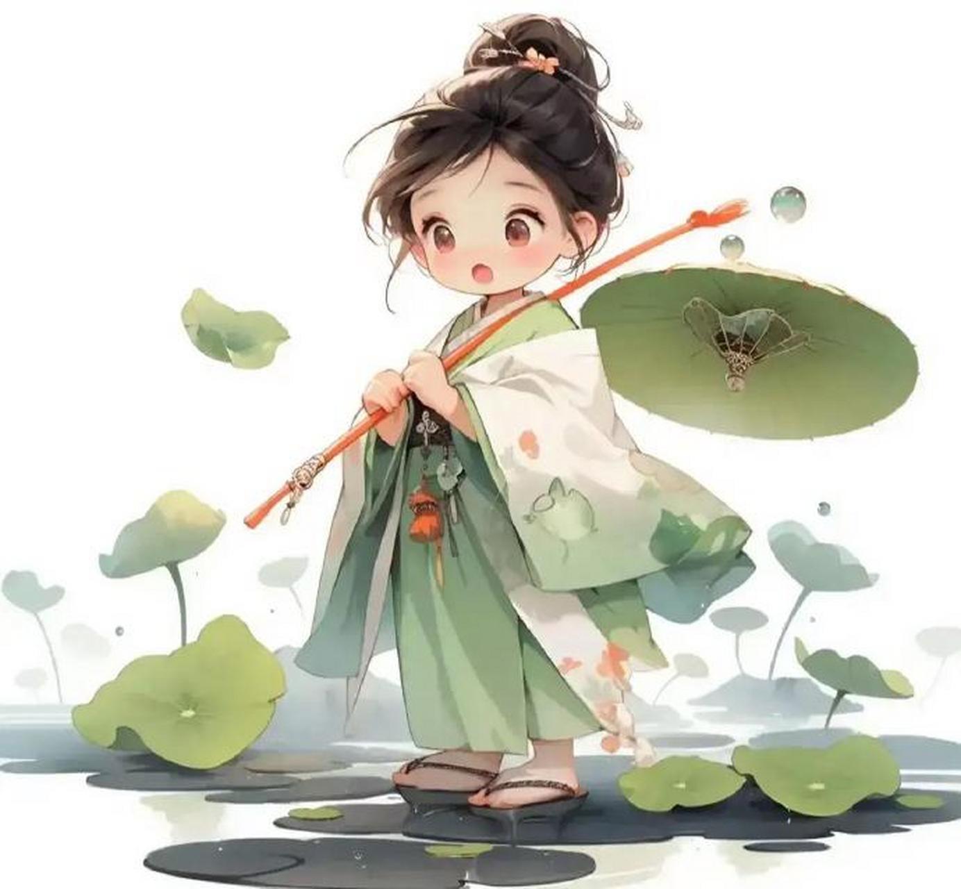 q版古风治愈可爱头像 676767 #古风插画