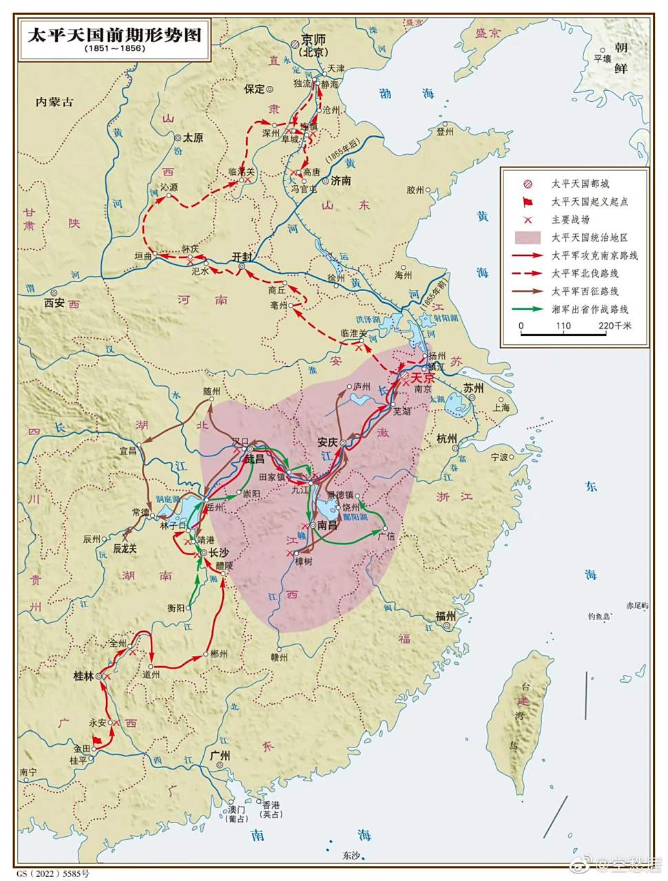 1851太平天国前期形势图
