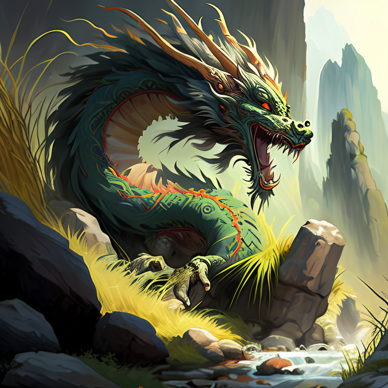 草庐卧龙目未开.岩溪作霖手未抬.优雅,闲适,安谧#百度ai绘图黑科技