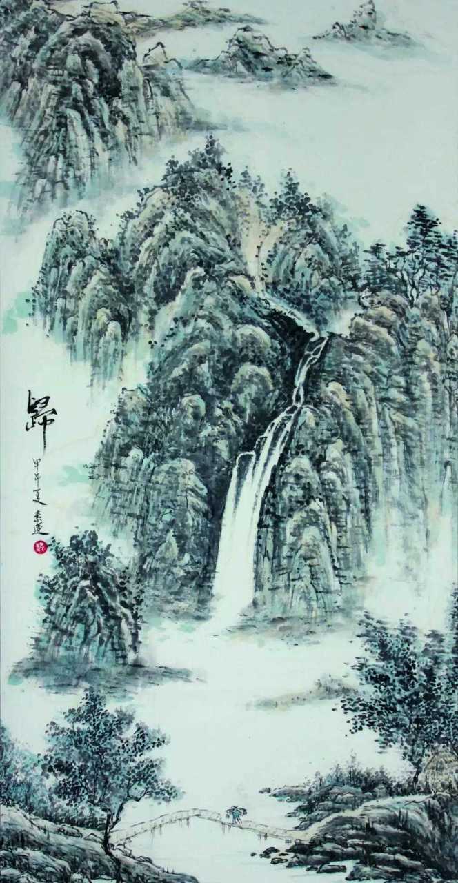 国画山水 水光潋滟晴方好,山色空蒙雨亦奇.[晕]