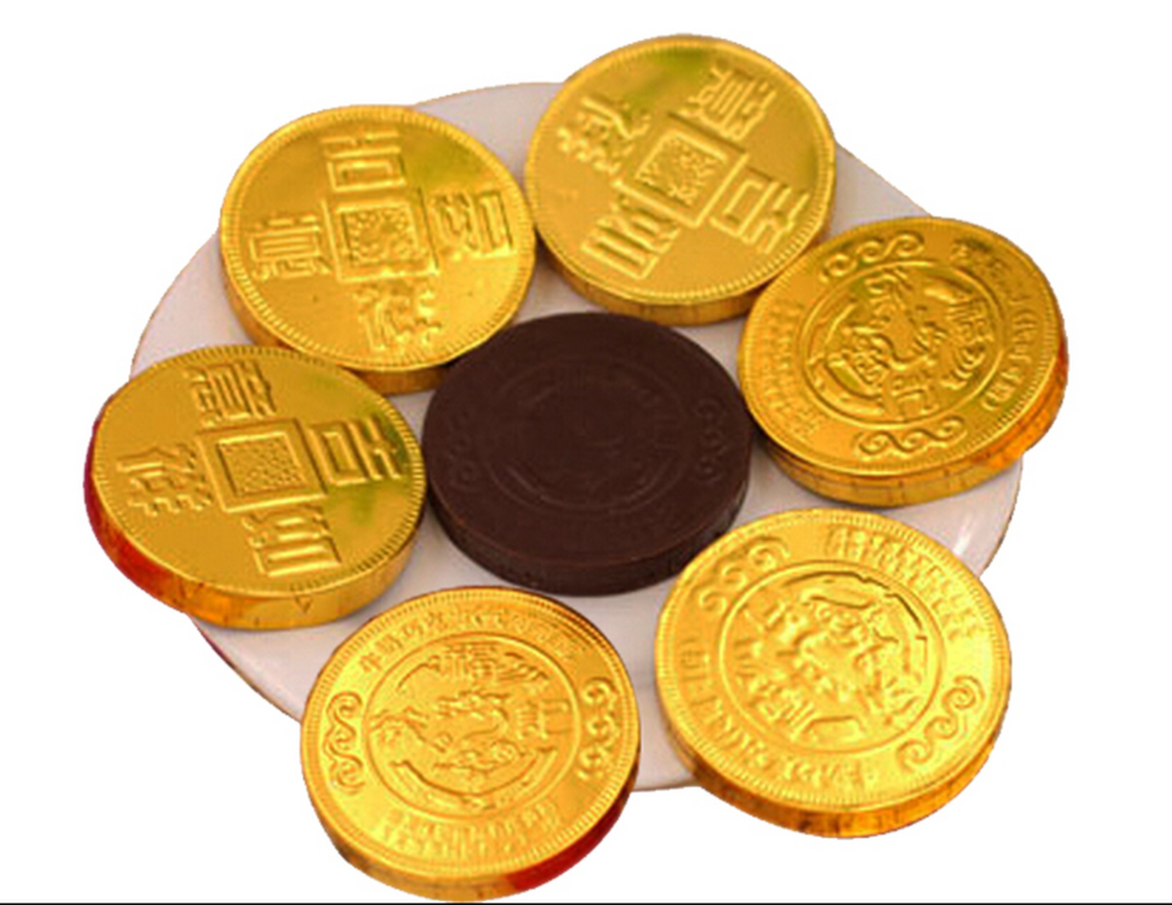 金币巧克力,每次我都先把巧克力吃完,把外面的包装纸留着去骗人.