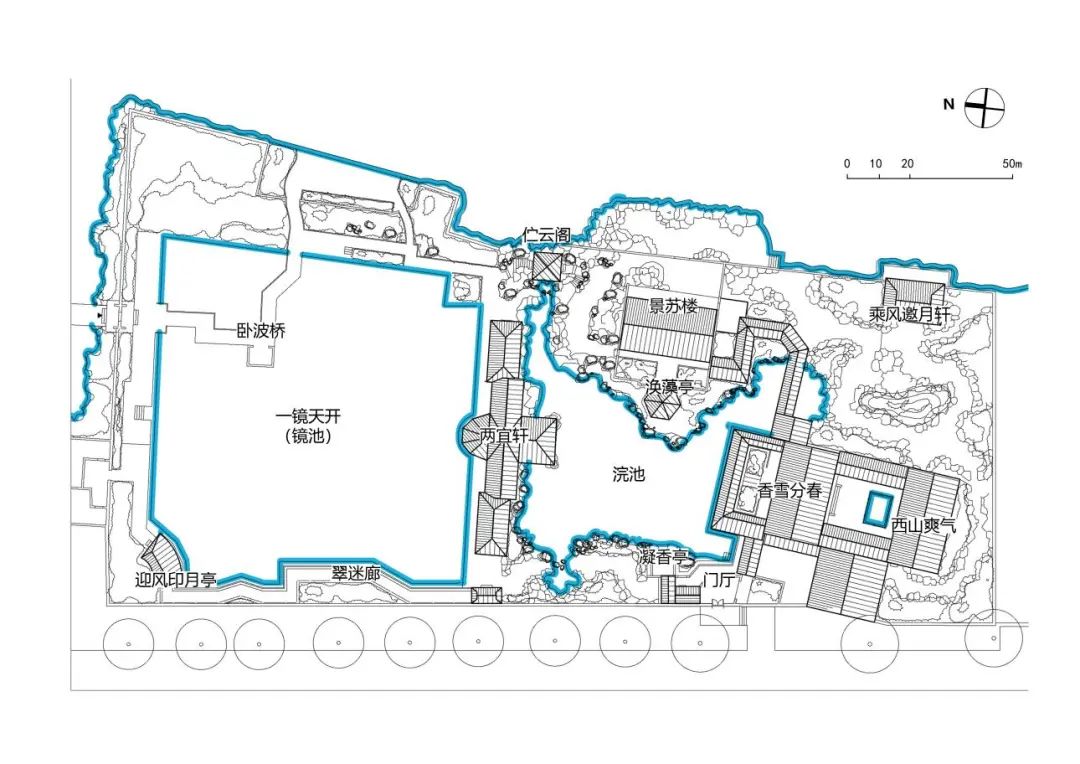 郭庄局部复原图郭庄平面图彩色郭庄平面杭州郭庄平面郭庄园林地理位置