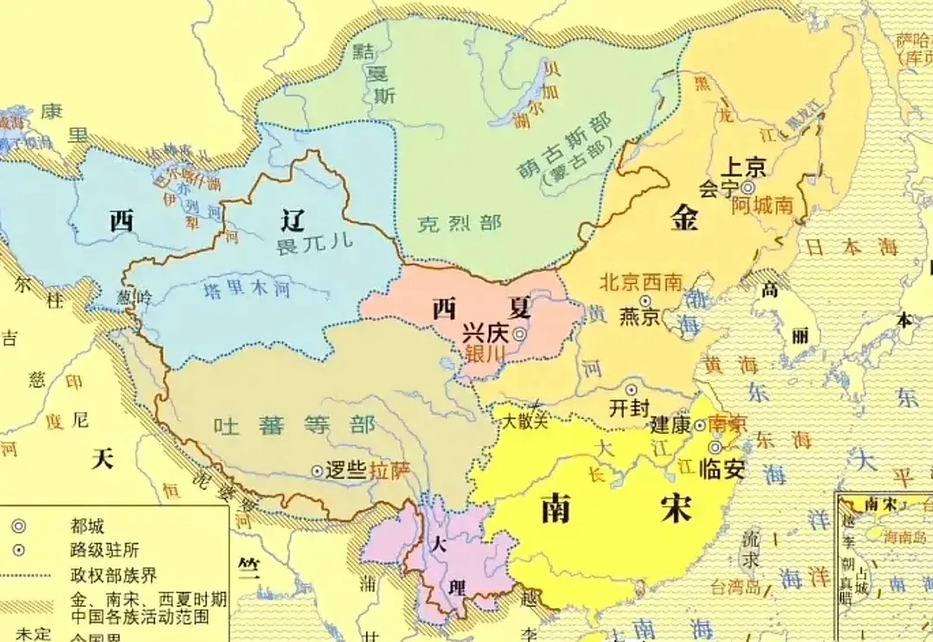 不管是清朝全盛时期的疆域,还是宋金南北分治时期的东亚内部各板块