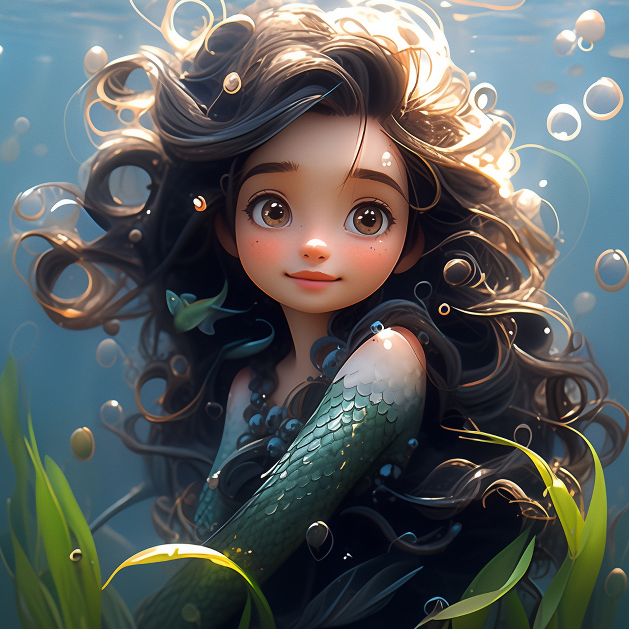 正在蜕变的美人鱼小姐姐!#美人鱼# #ai绘画