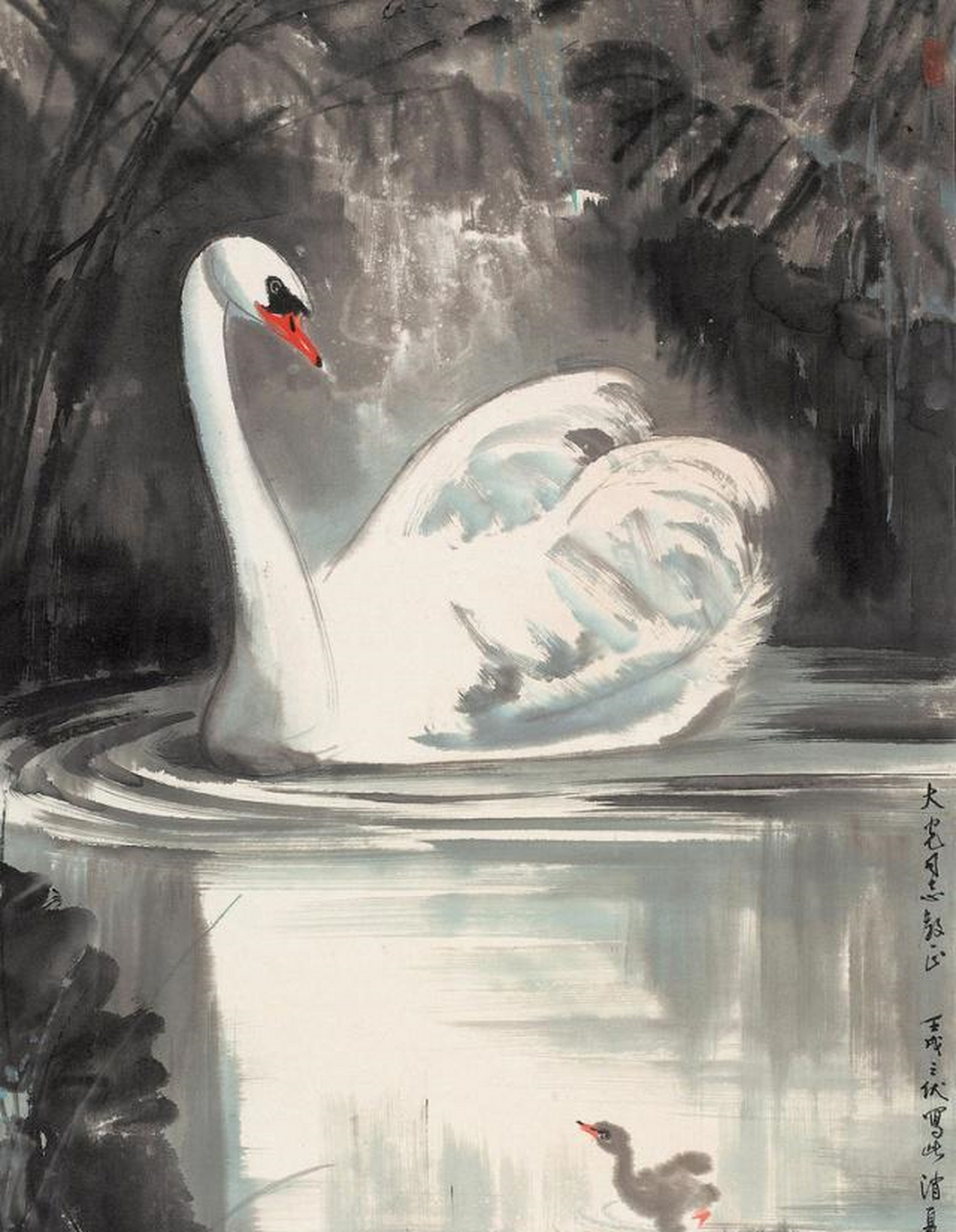 构图精致,突出动物乖巧可爱的一面,王为政国画作品欣赏[钱袋]