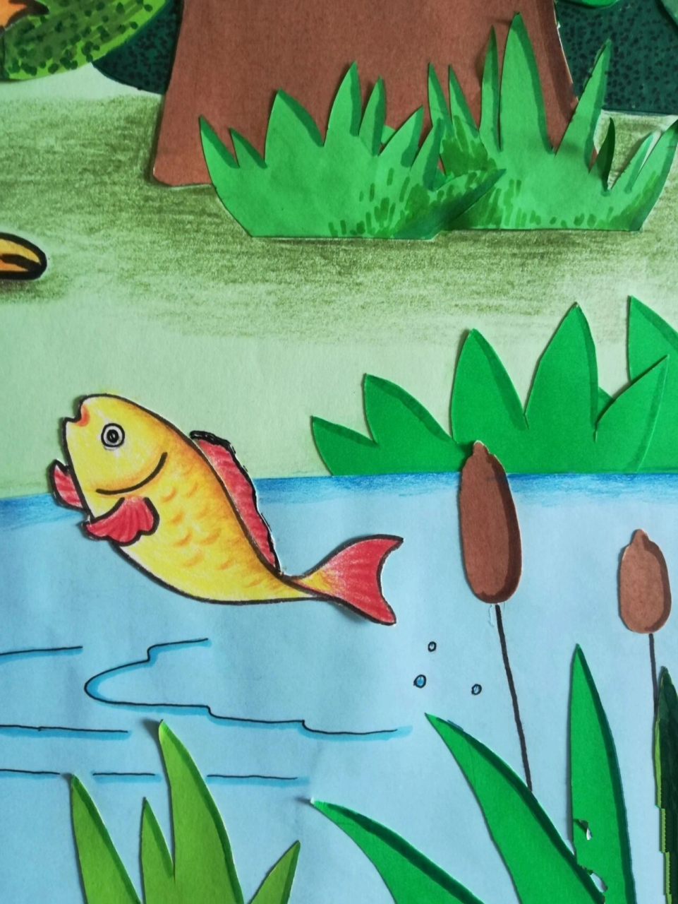 剪贴画儿童画森林音乐会快乐夏夜动物主题画	"4开纸大小,先用彩色纸