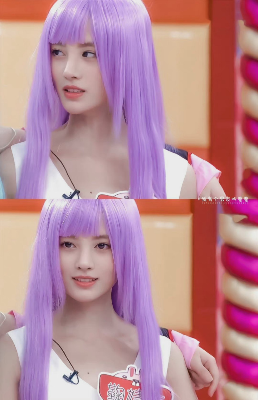 鞠婧祎雅典娜造型旧照,紫发小鞠也好美好灵动啊!