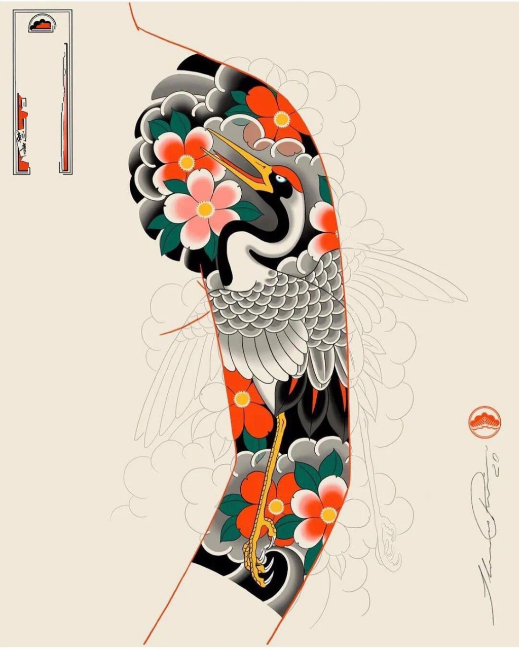 老传统 湛江纹身 湛江刺青 满背纹身 满背老传统纹身 花臂纹身手稿