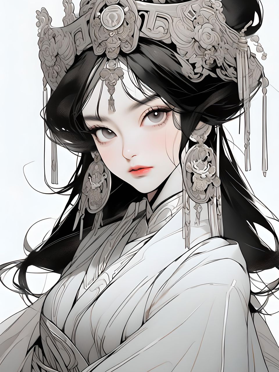 二次元##古风##古风美女##人物线稿##古风插画##图片##动漫头虾和