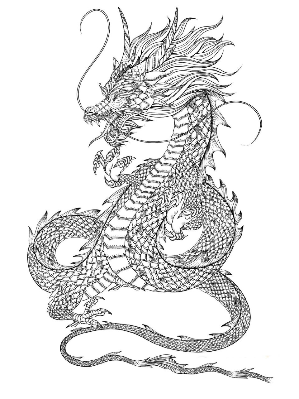 国潮插画—神兽—青龙 青龙,又称苍龙,孟章,是中国古代神话传说中的