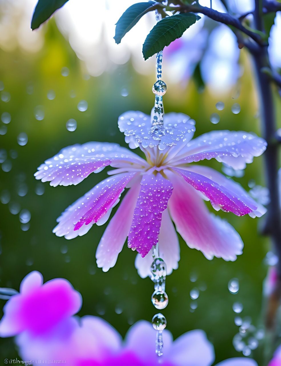 雨后花朵水珠的描写图片