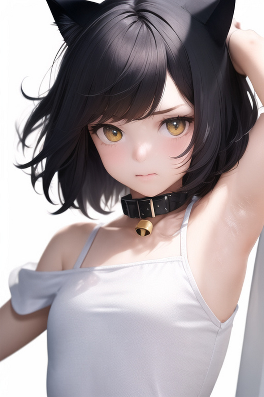 ai绘画分享;黑发猫耳少女