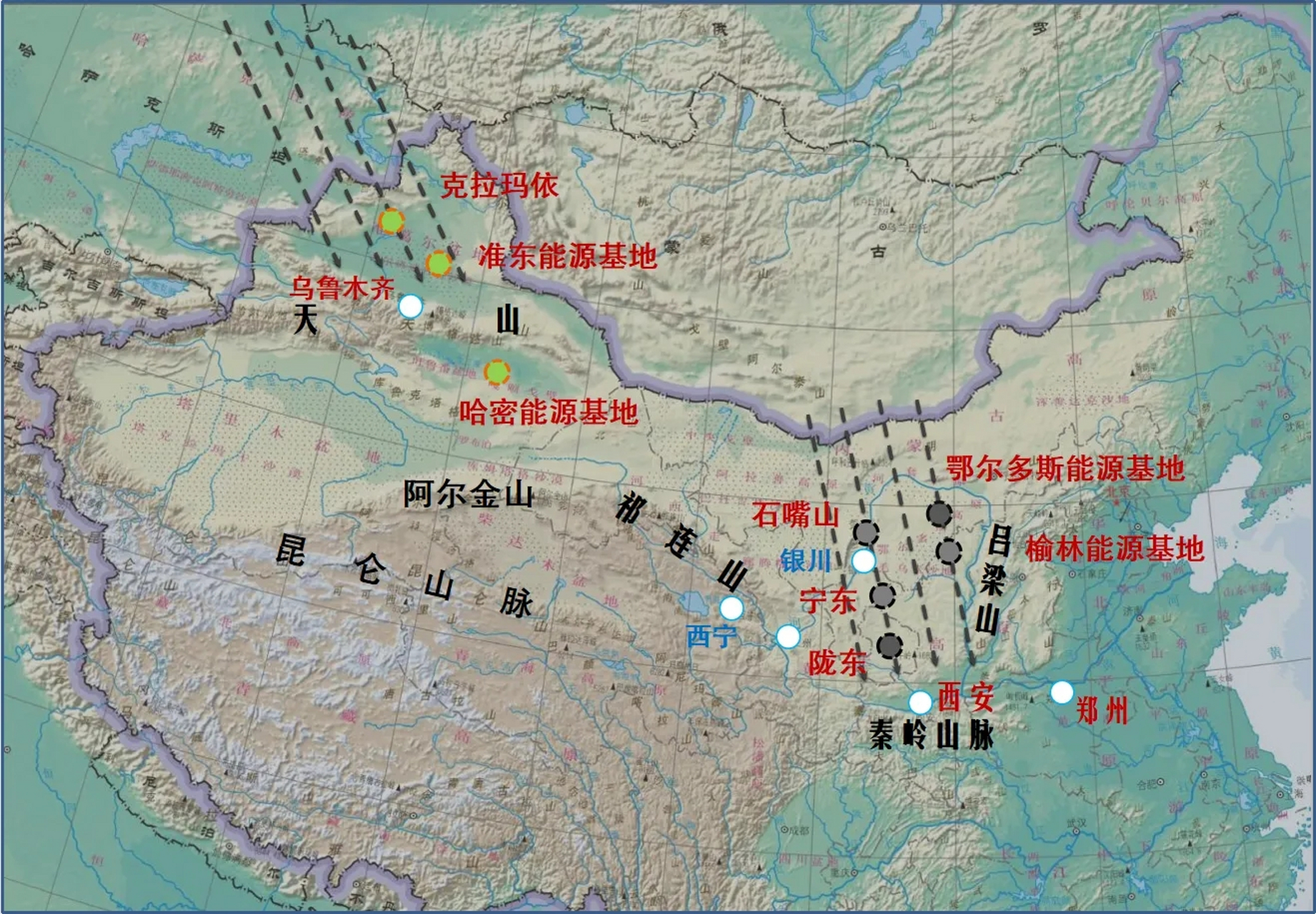 汾渭盆地夹在青藏高原,黄土高原及吕梁山脉,太行山脉,秦岭山脉间