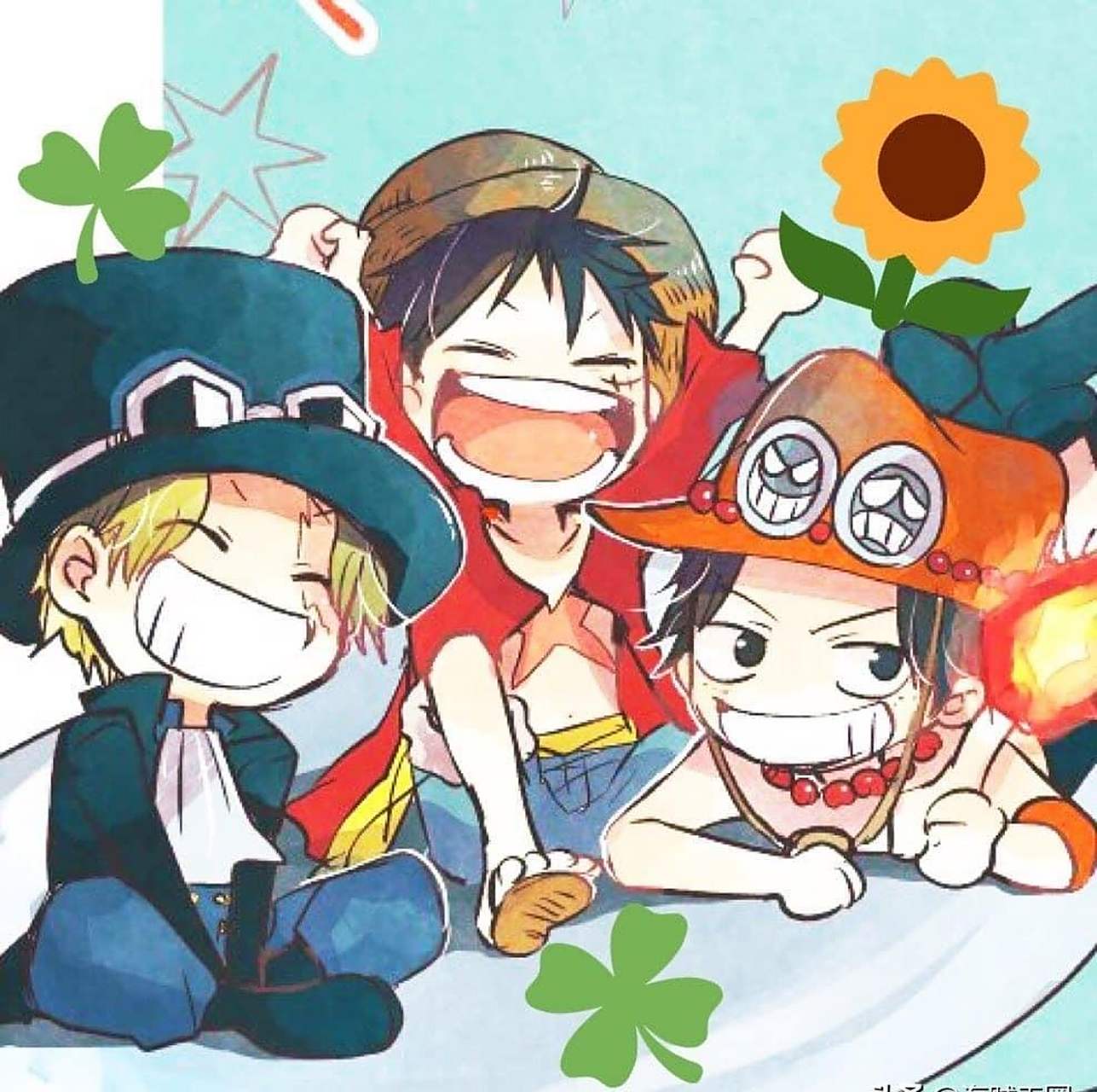 gif创作人# #海贼王# 九宫格"asl"三兄弟壁纸!