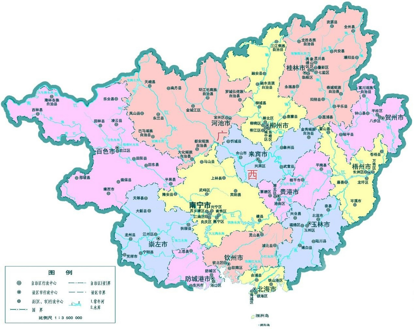 广西壮族自治区政区图