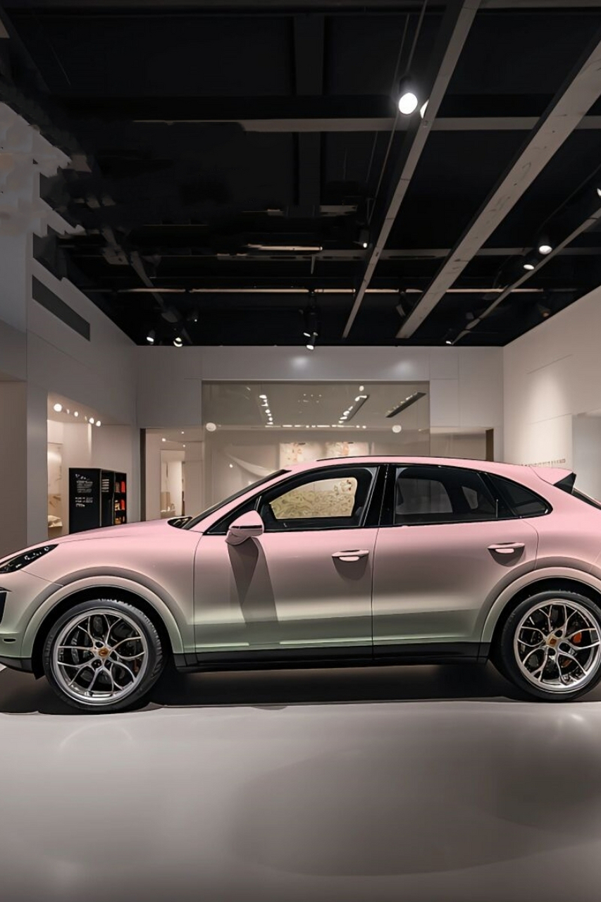 保时捷卡宴 渐变涂装:薄荷雪色,炫酷改装  9215 薄荷粉雪色的涂装