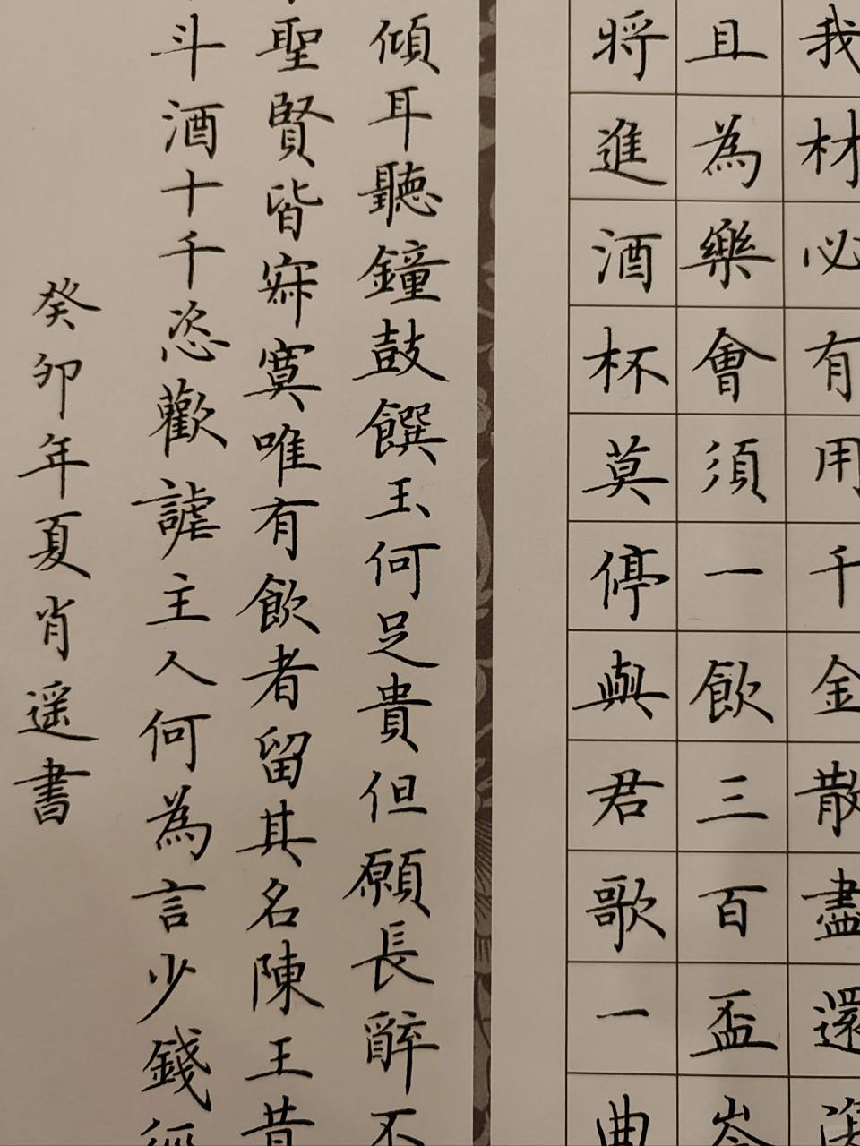 硬笔楷书 | 临卢中南小楷-将进酒