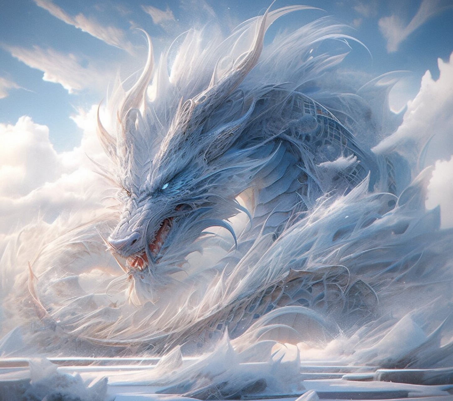 【右滑进化】寒冰龙  在遥远的古代,存在一条神秘的寒冰龙,它的起源