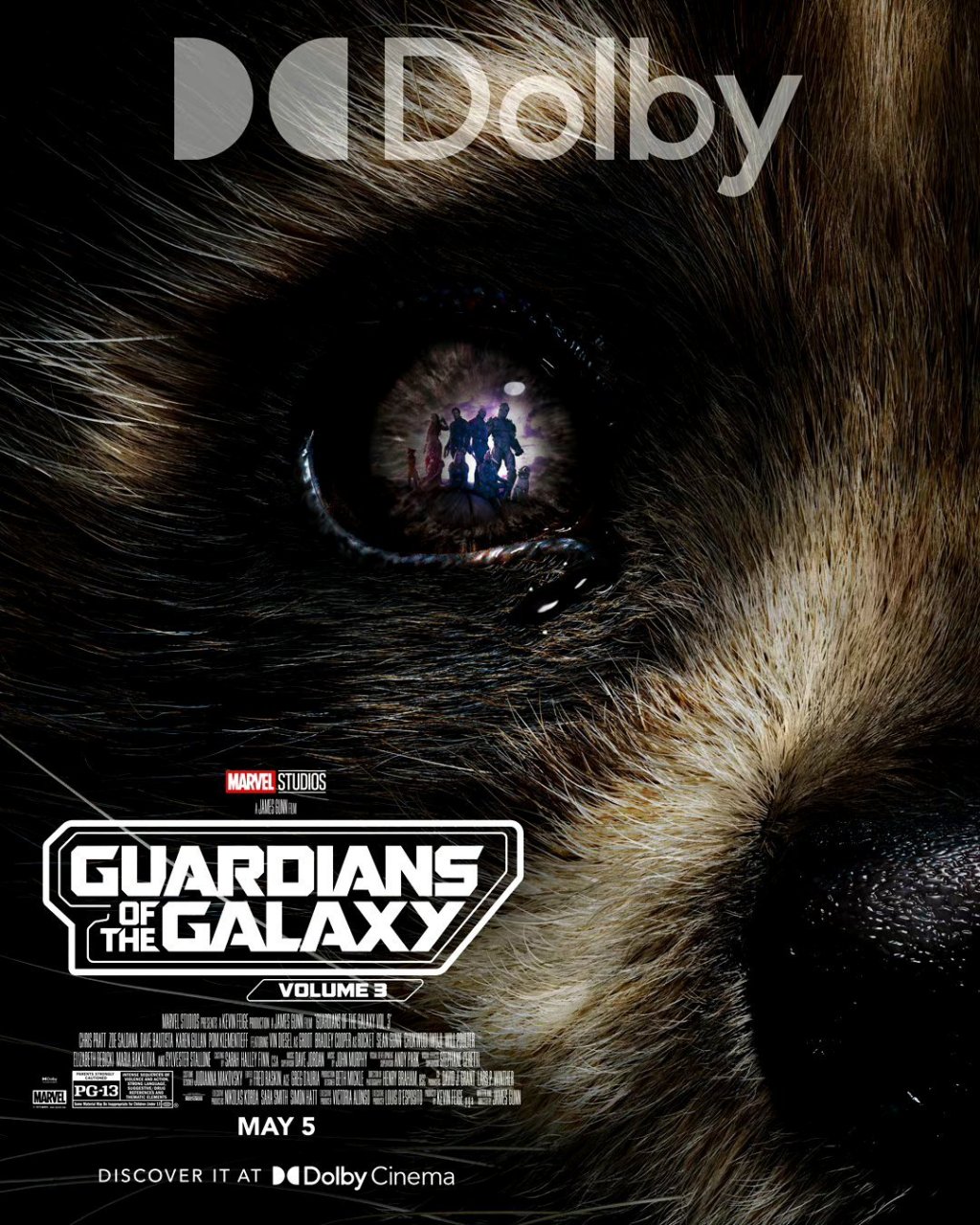 《银河护卫队3》的杜比海报与fandango海报,火箭.