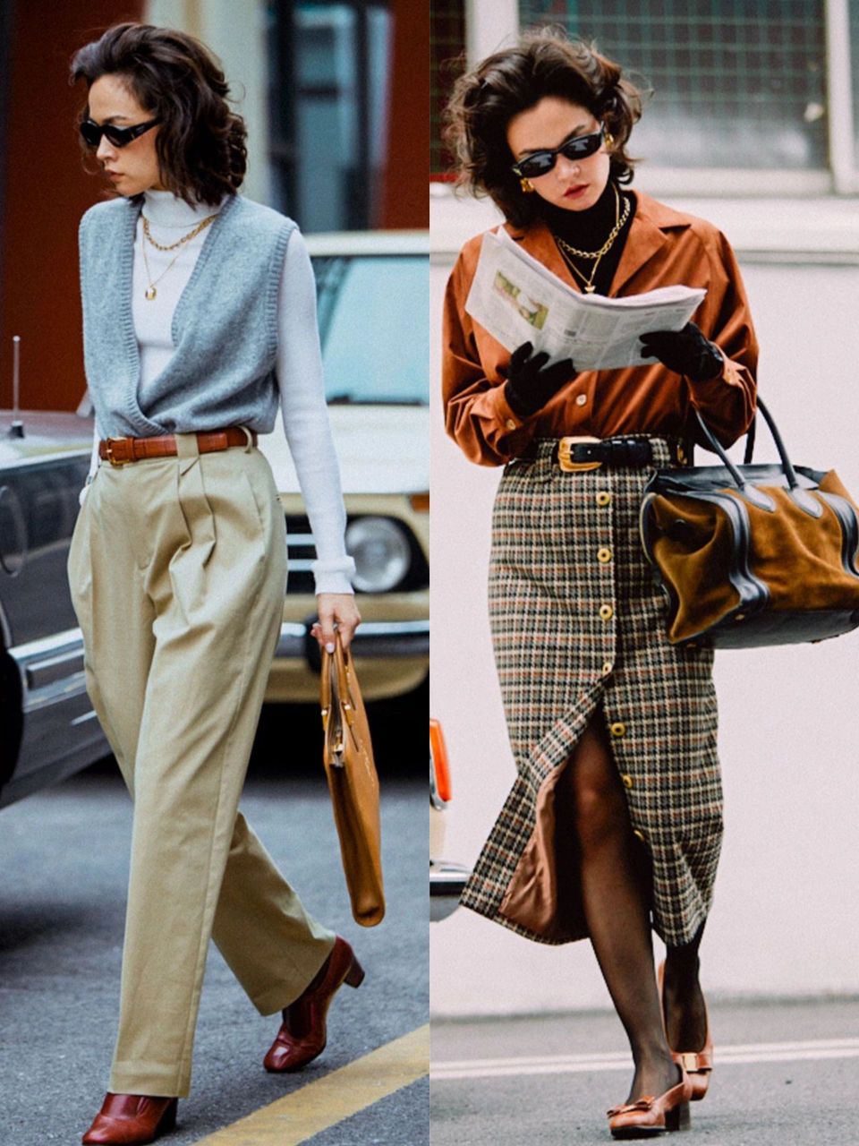 早秋港式复古穿搭示范!