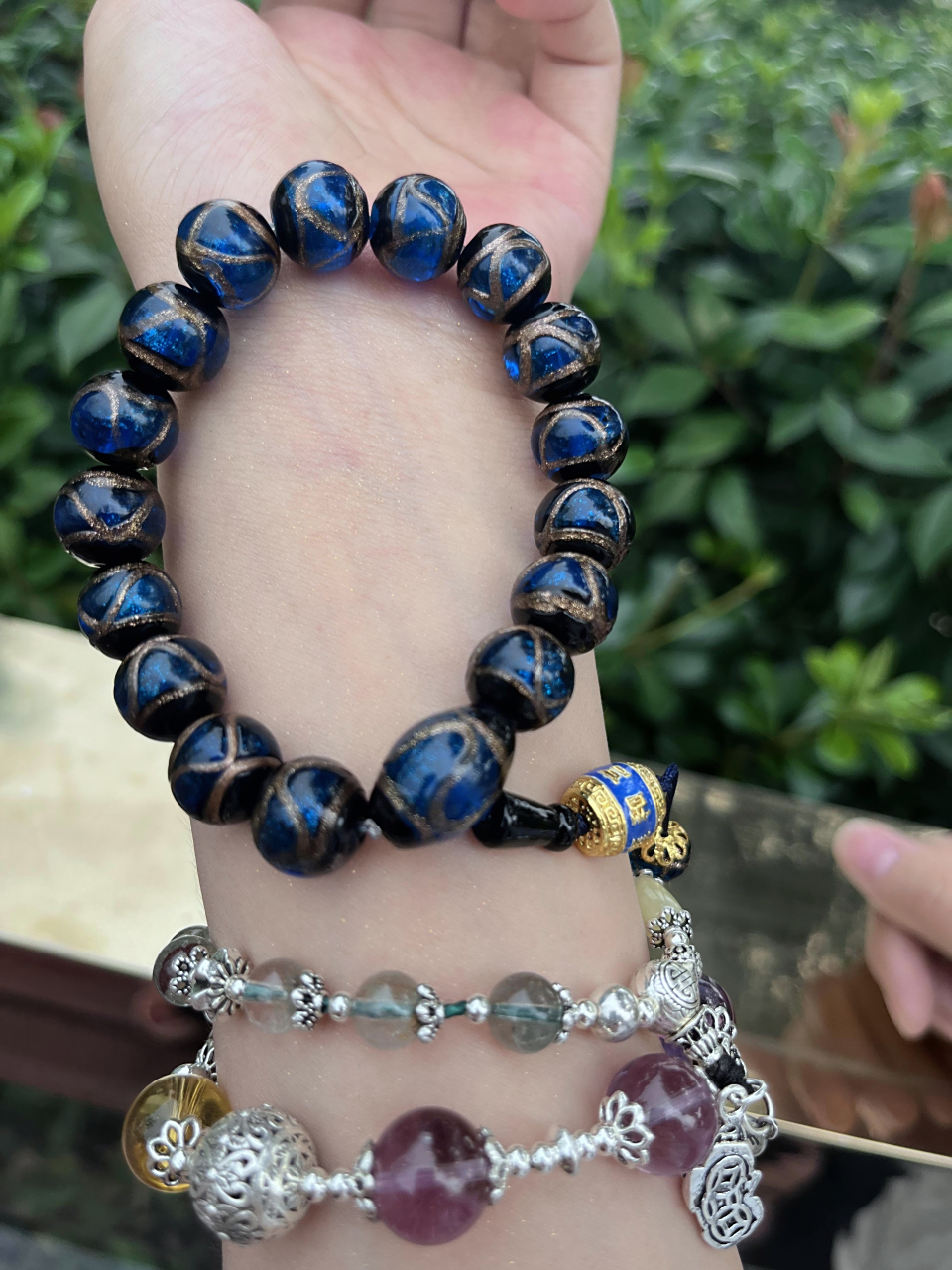 雍和宫克莱因蓝香灰琉璃手串,健康最大!