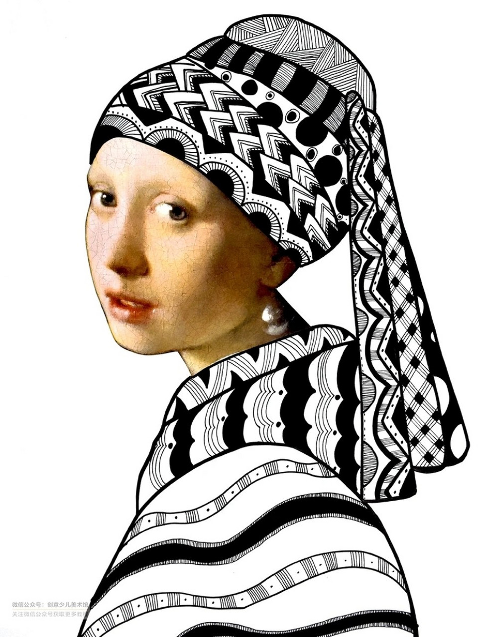 欣赏名画《戴珍珠耳环的少女》 通过对这幅画的观察和了解,提高小朋友