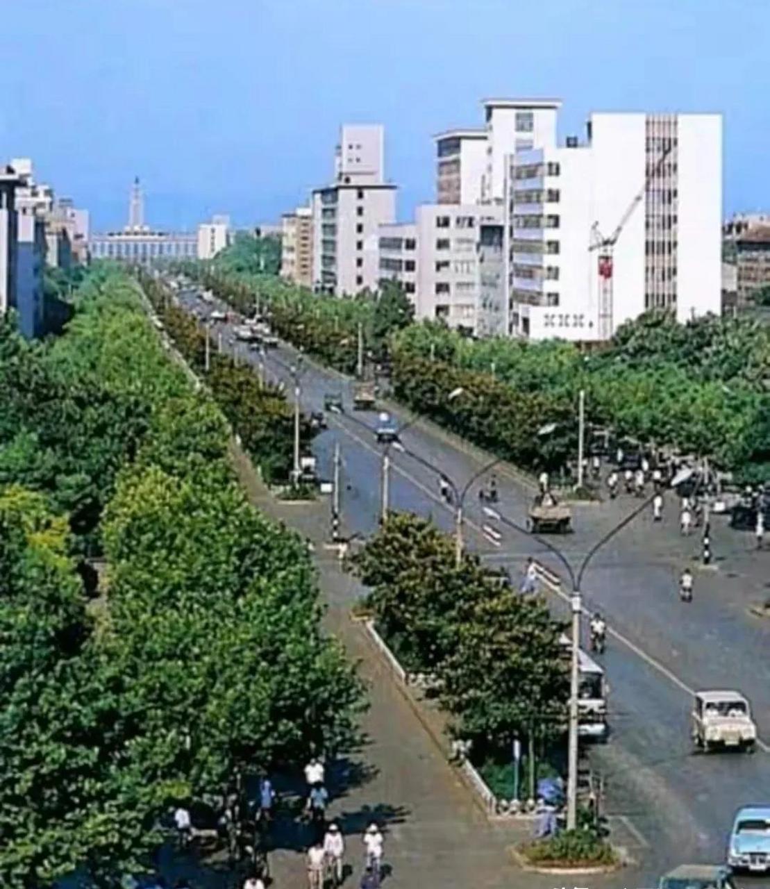 上世纪80年代,长沙的五一路,这条路是长沙的主干道的两边高楼林立
