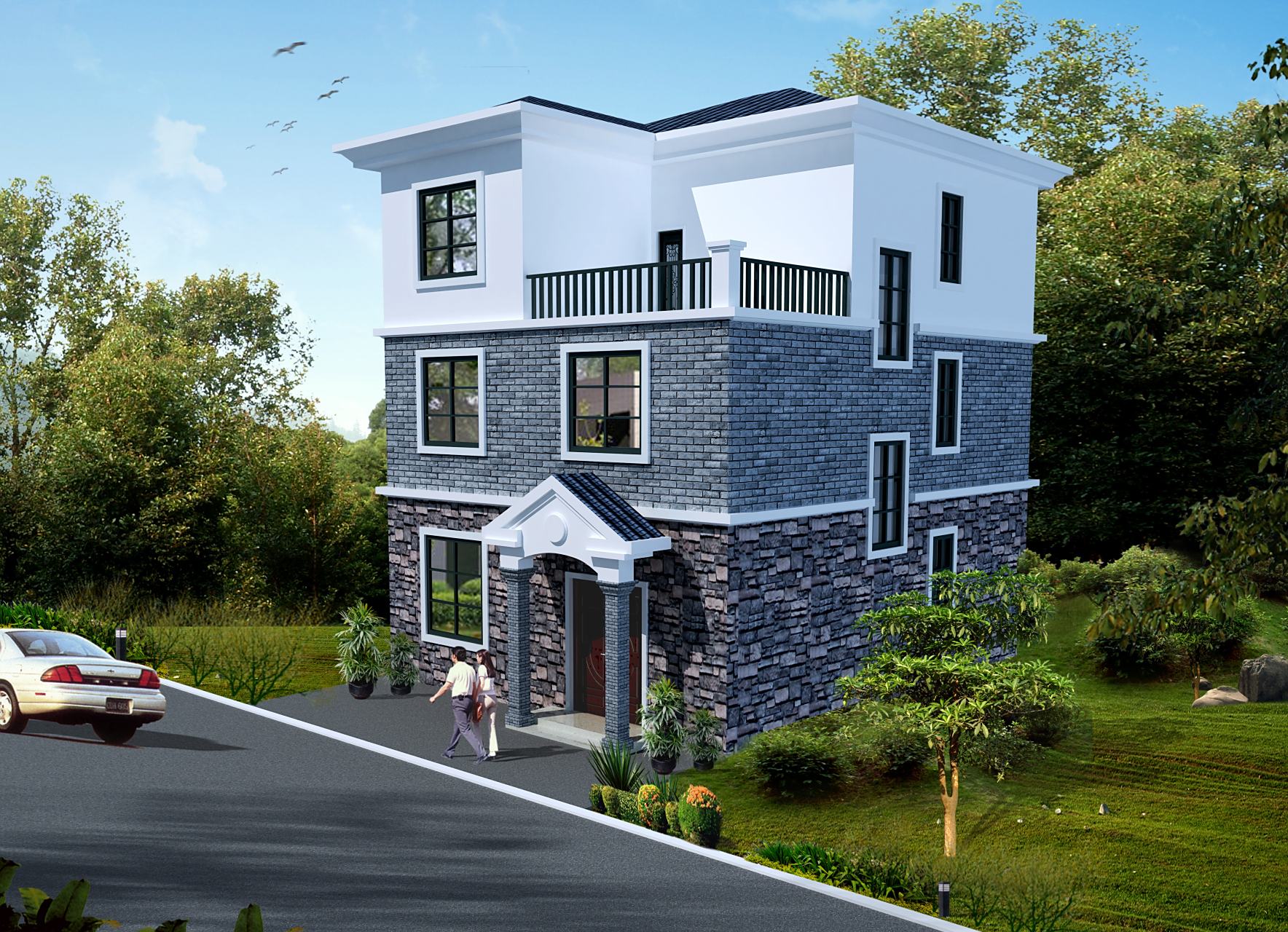 广西桂林农村自建房别墅设计案例【cjl0161】,开间9.04米,进深11.