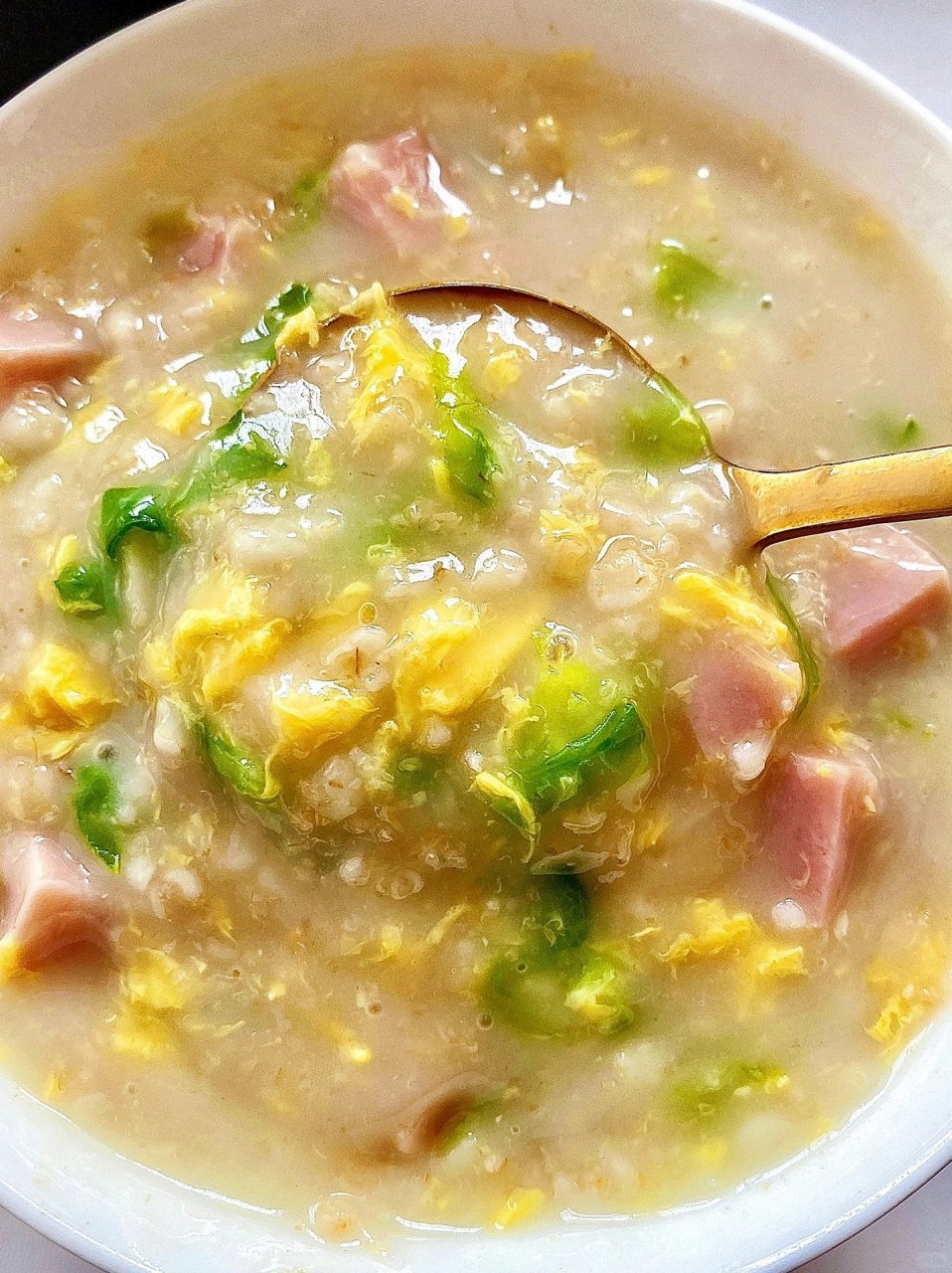 青菜鸡蛋燕麦粥 咸香软糯营养丰富超香的!