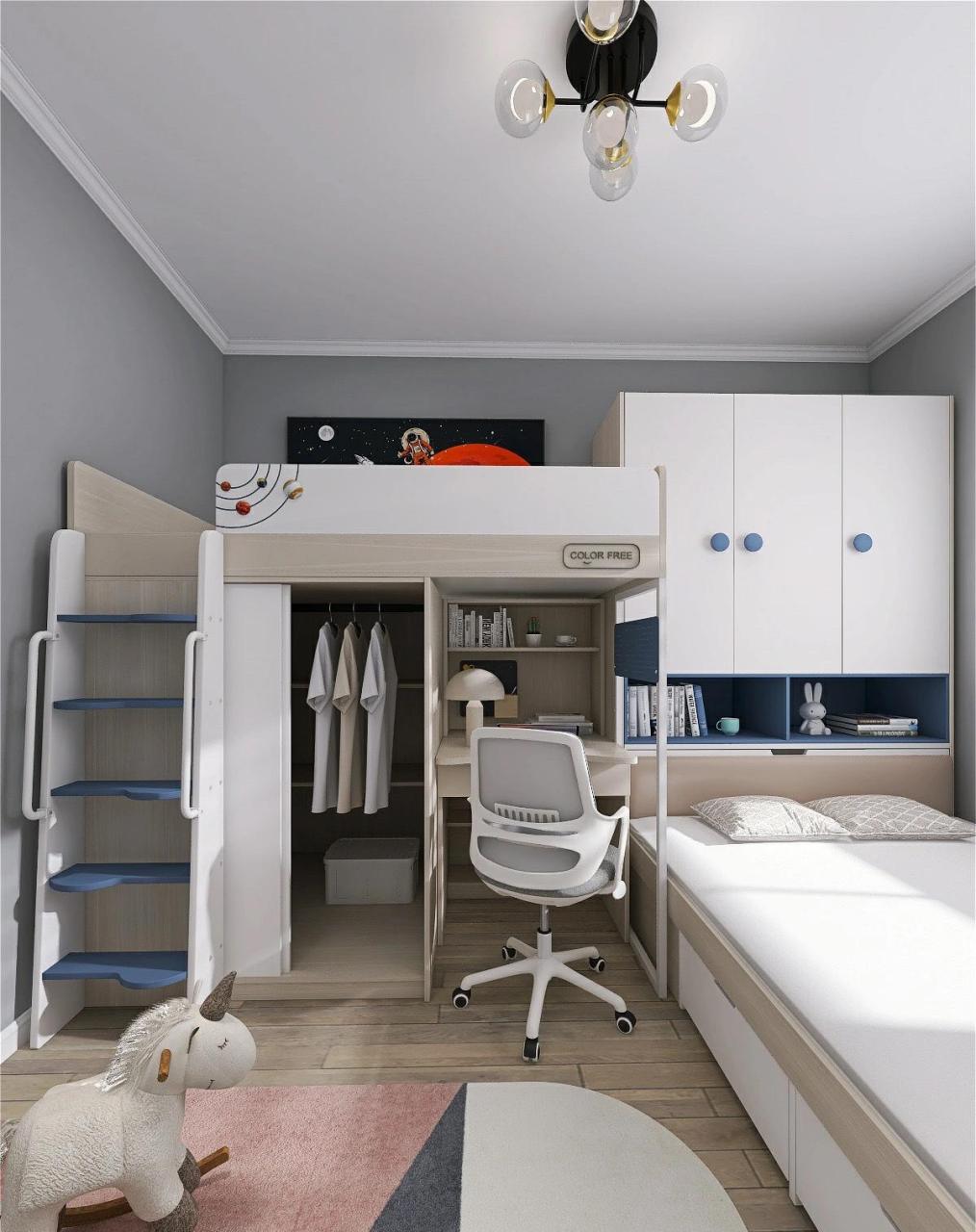 儿童房上下铺设计,孩子喜欢又实用.  你喜欢这样的装修吗?